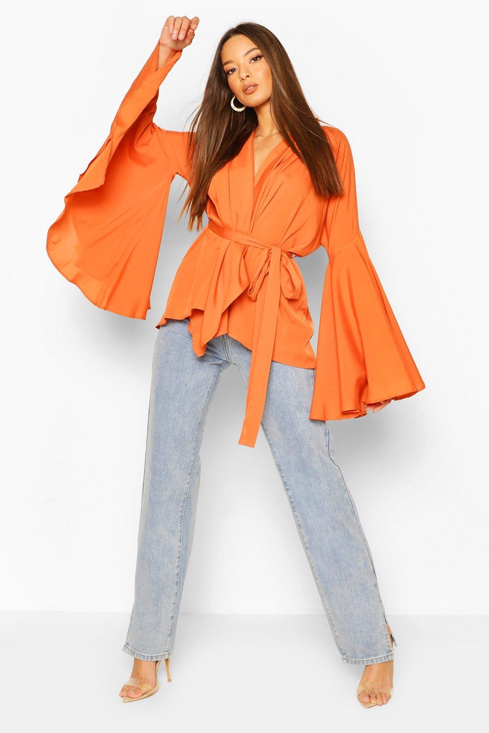 Extreme Flare Sleeve Wrap Top