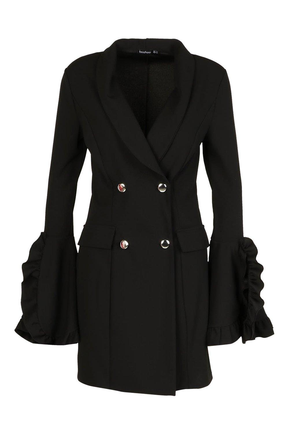 Black hotsell frill blazer