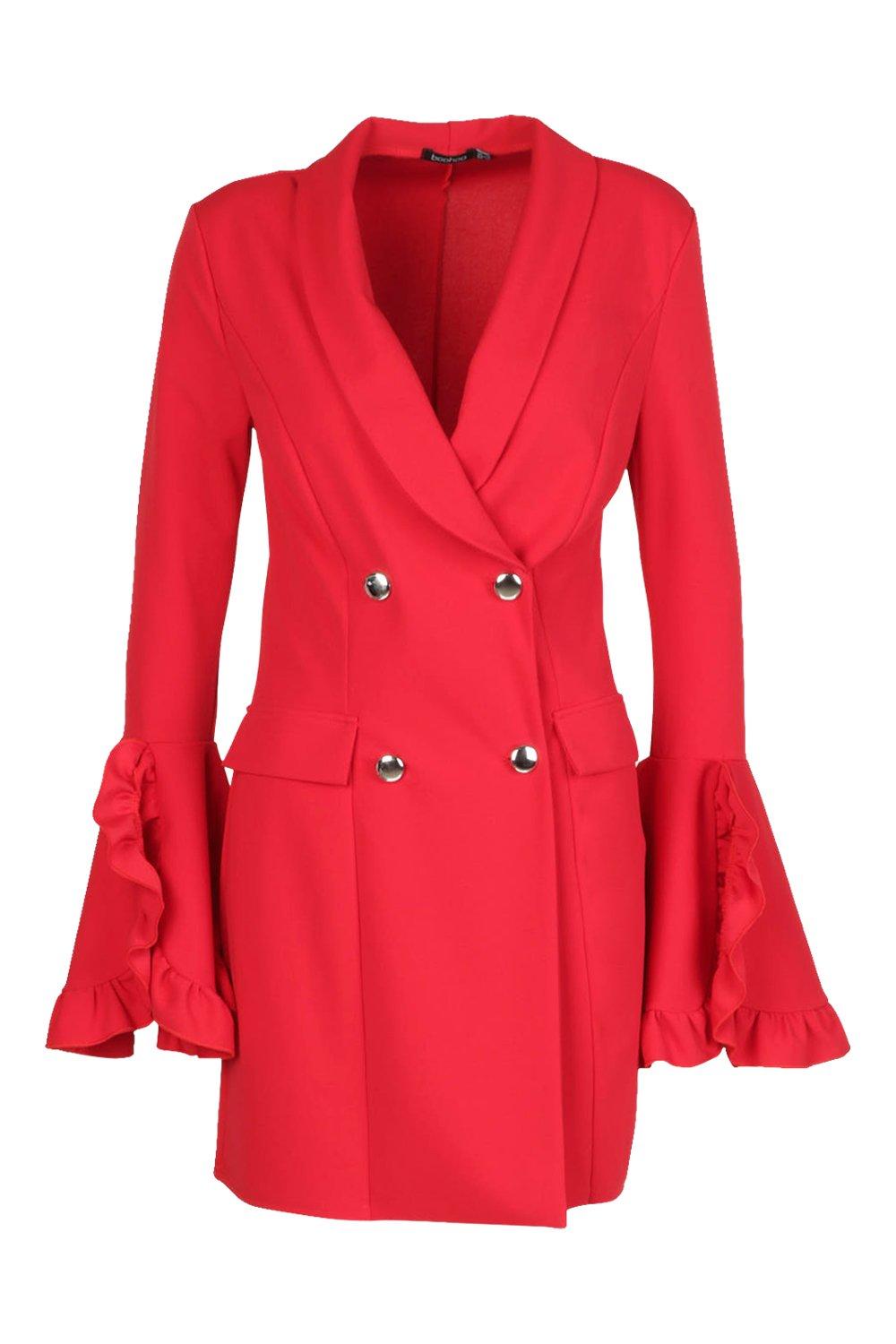 boohoo red blazer dress