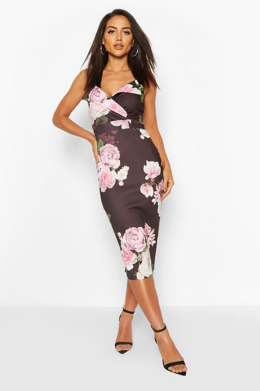 Floral Print Strappy Midi Dress image number 1