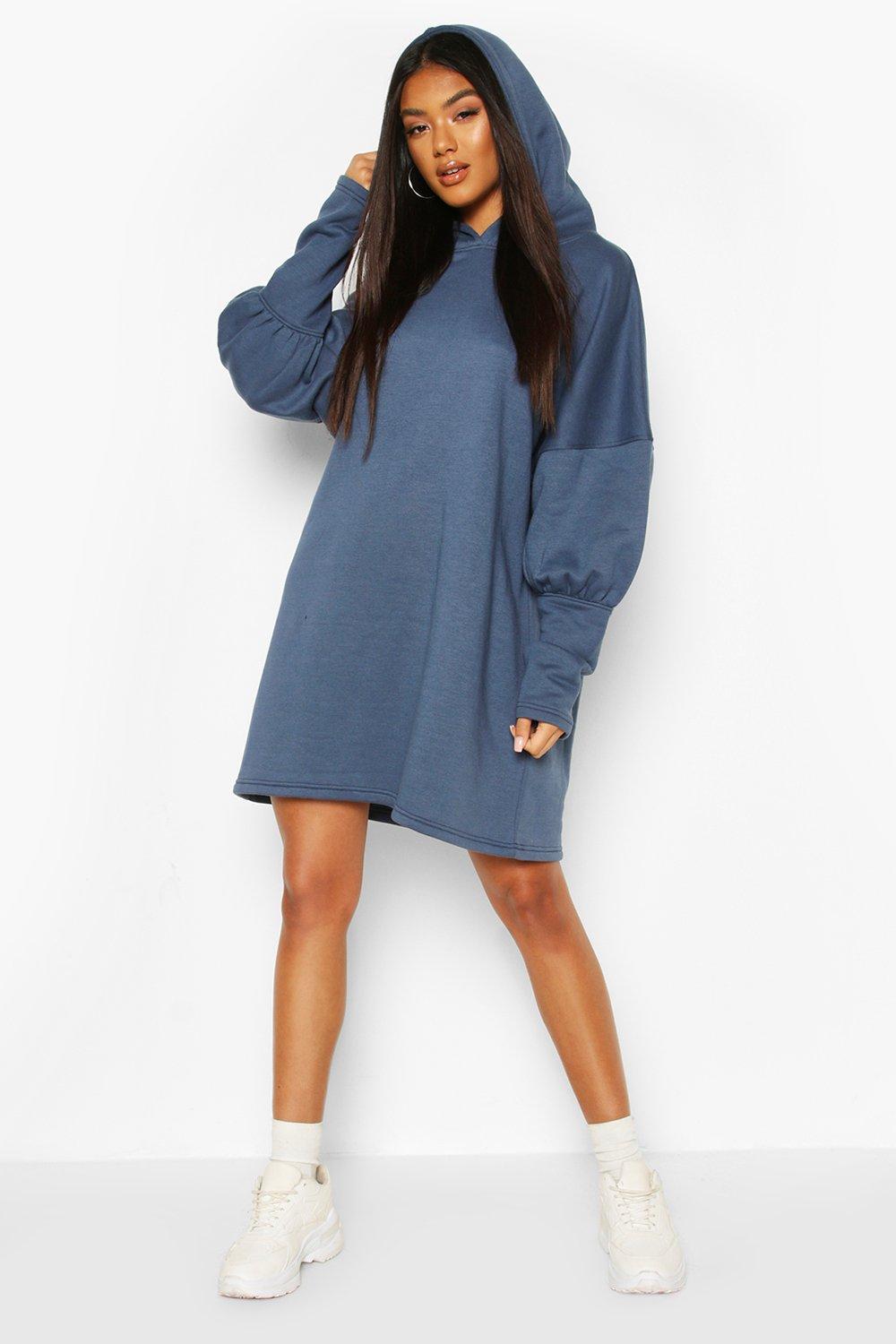 Sweatshirt dress with puff sleeves sale