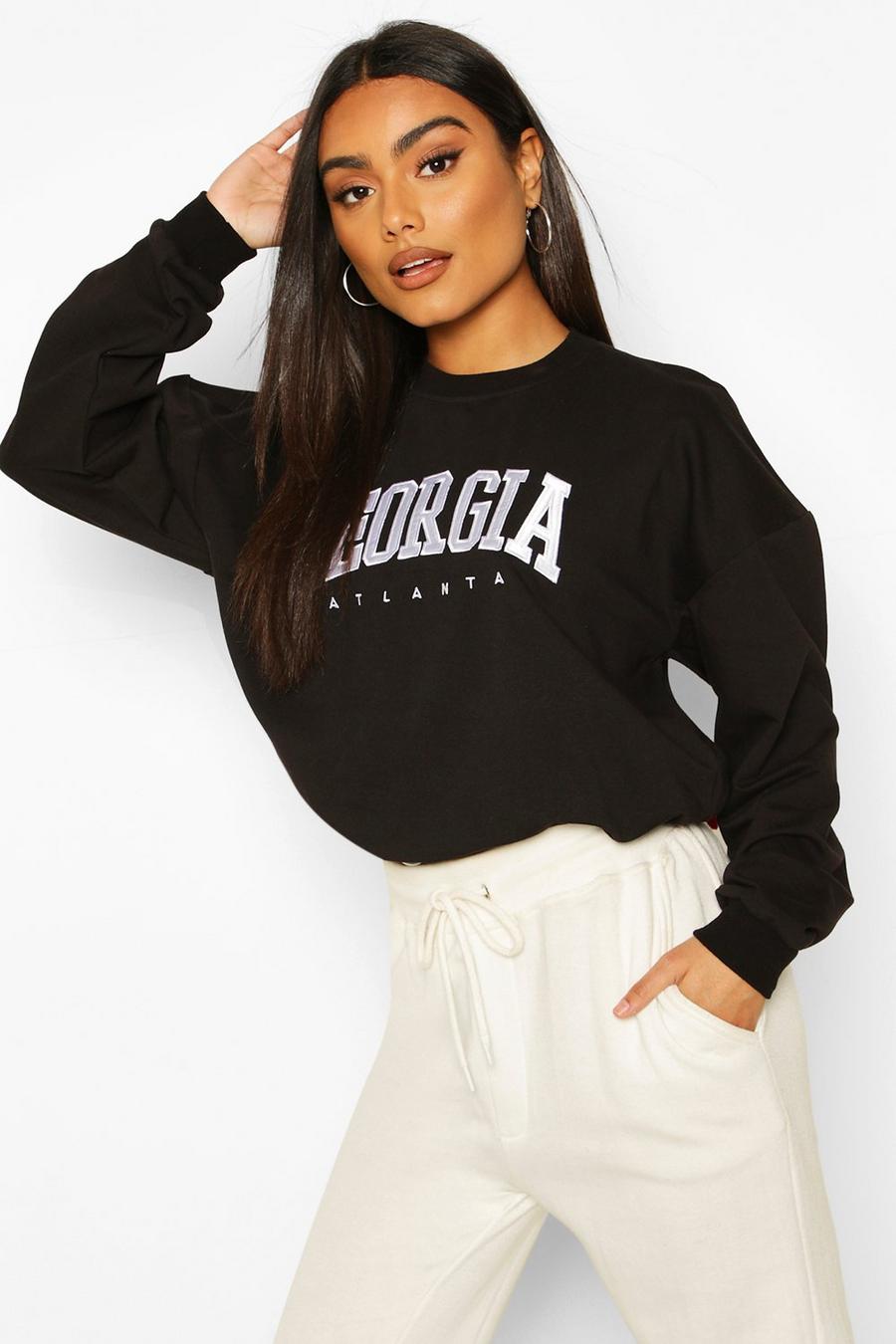 "Georgia" Sweatshirt med dragsko och slogan image number 1