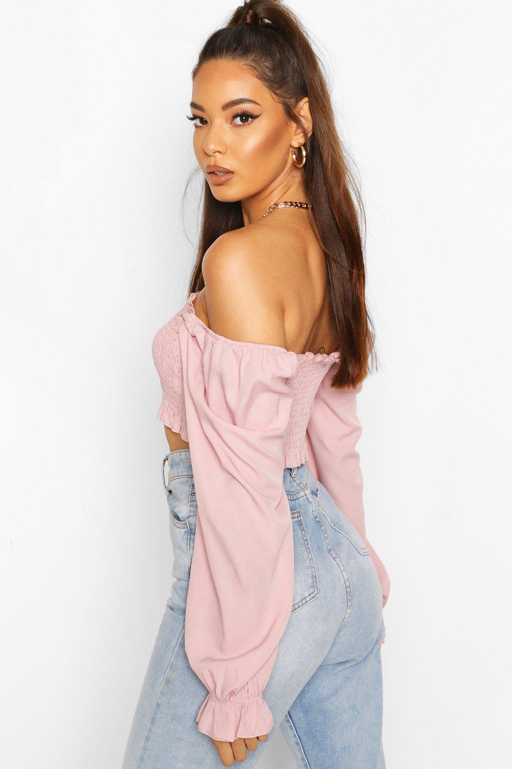 off the shoulder tops long sleeve black