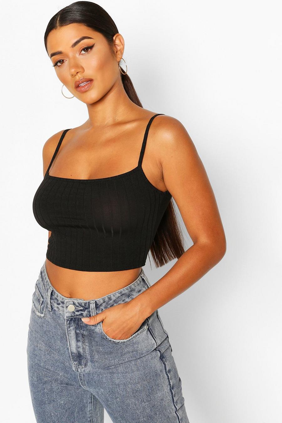 Ribbed Strappy Cropped Top