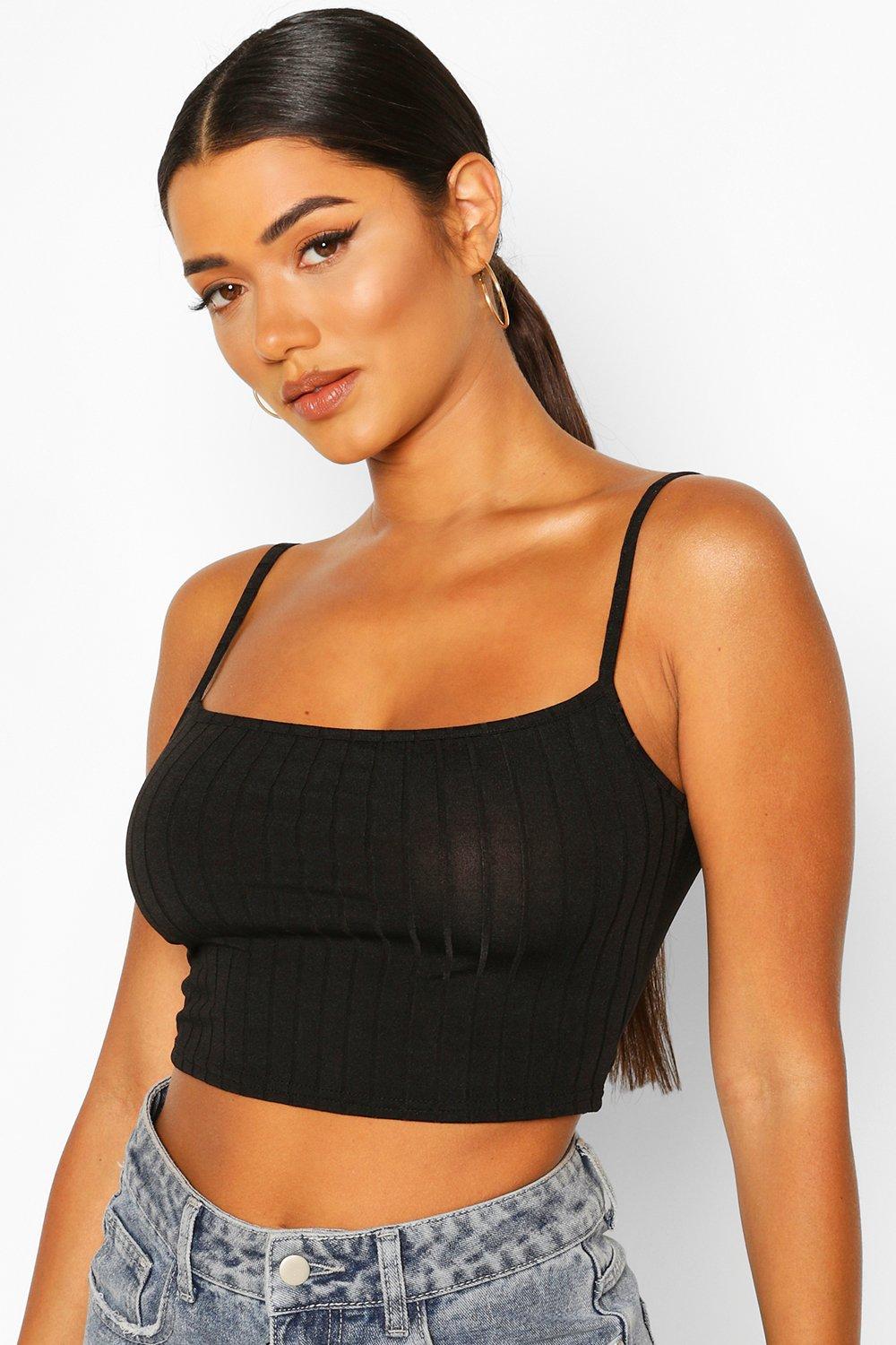 Ribbed Strappy Crop Top