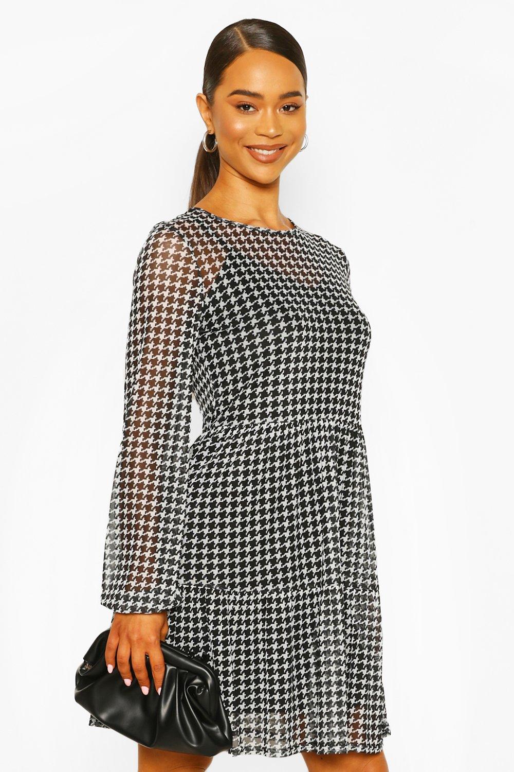 boohoo dogtooth dress