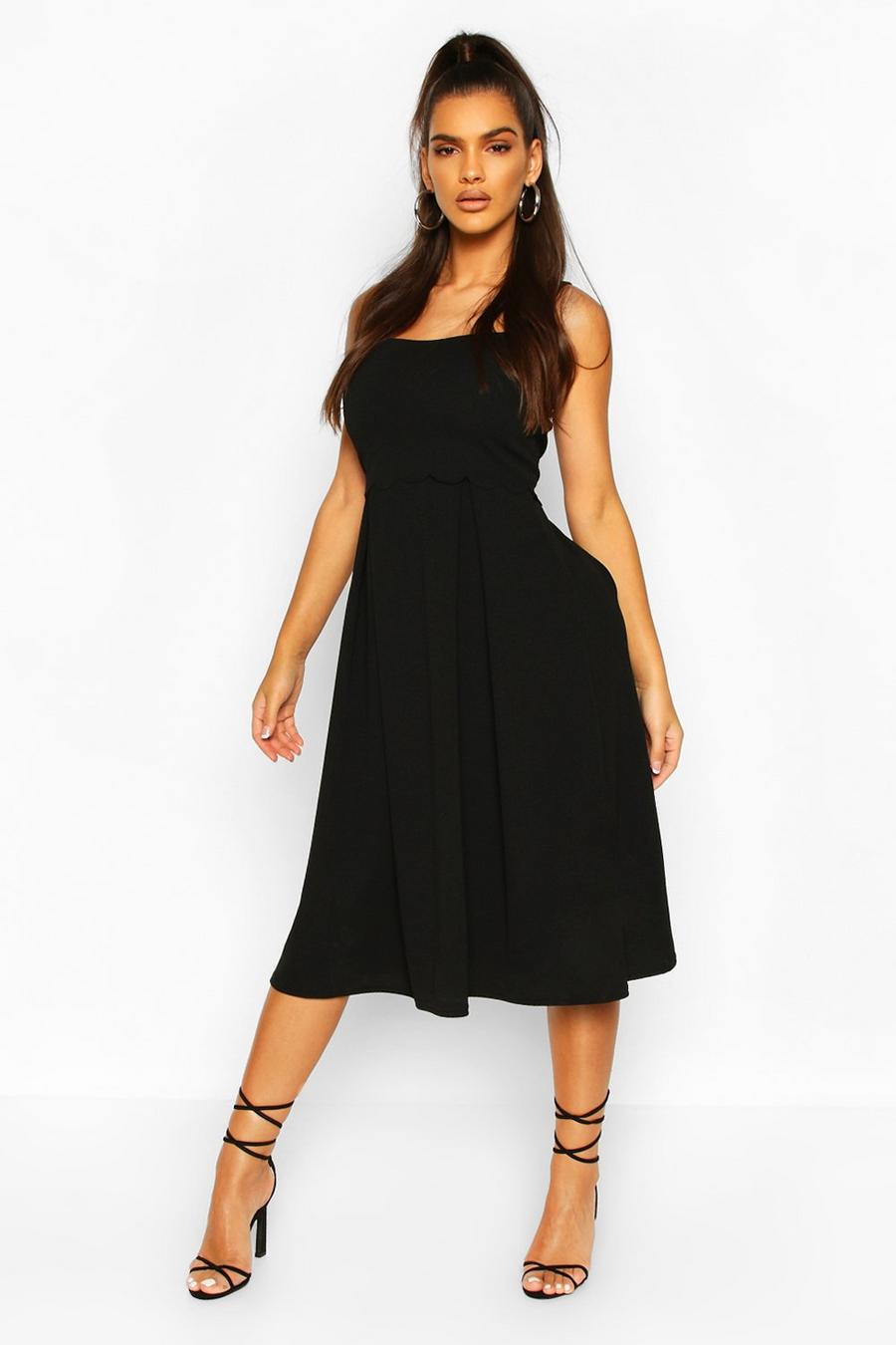 Scalloped Double Layer Skater Midi Dress image number 1
