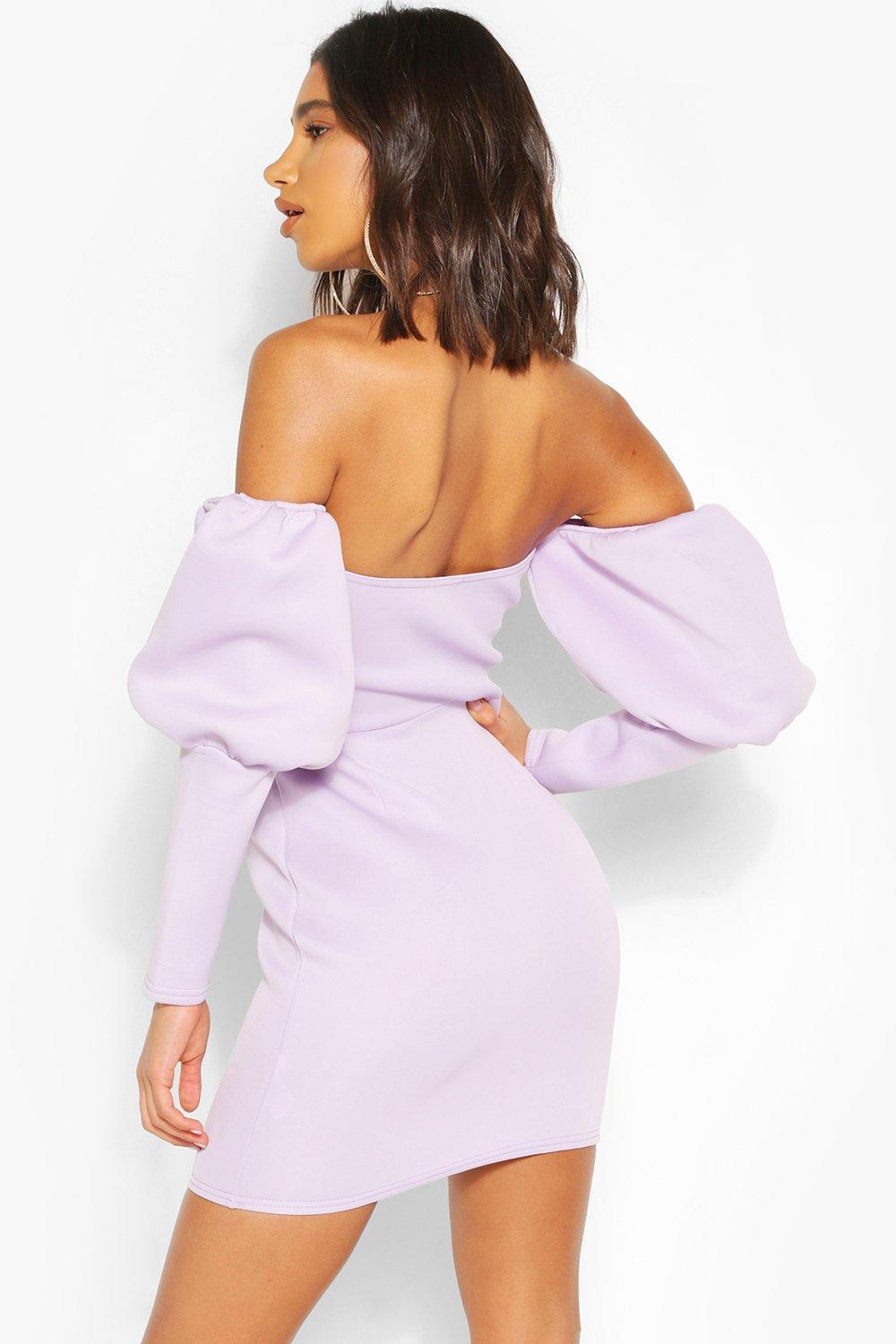 Puff sleeve hot sale bardot dress