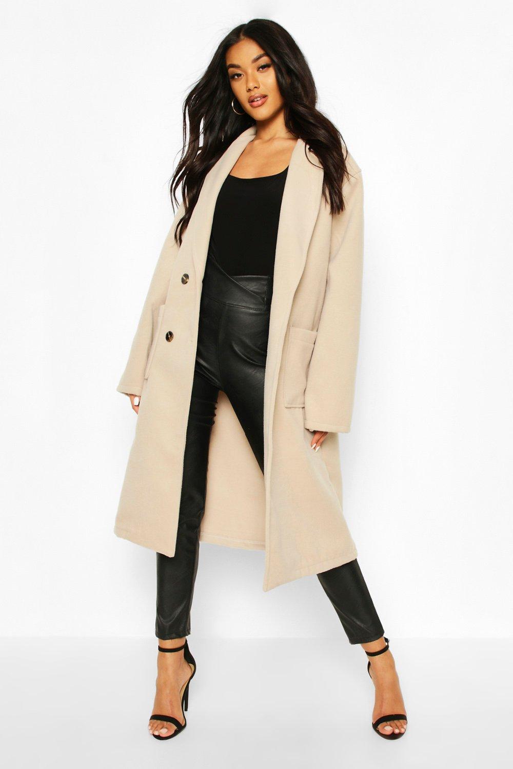 Boohoo oversized sleeve 2025 wool look coat