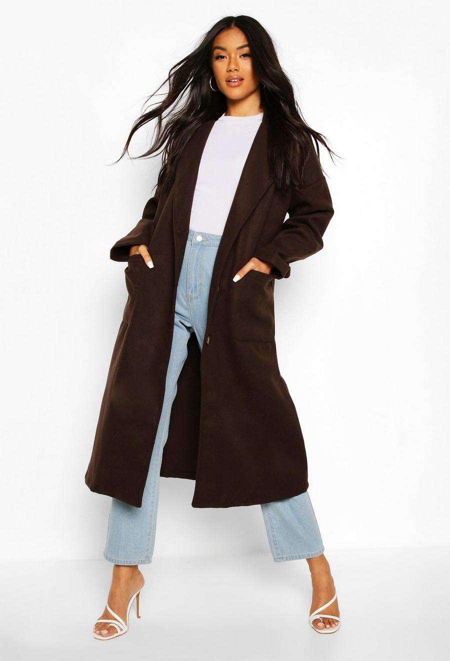 Oversized Button Through Wool Look Coat image number 1