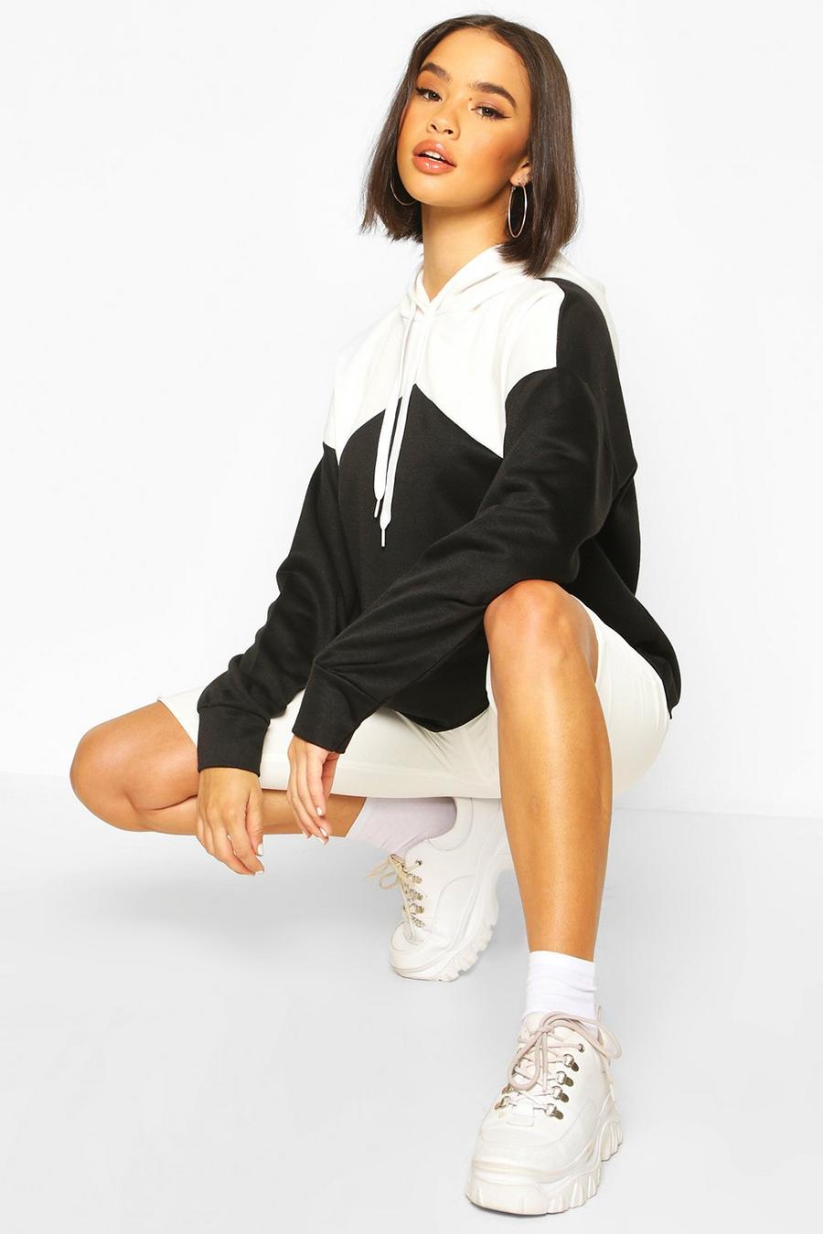 Oversized Rib Cuff Colour Block Hoody image number 1