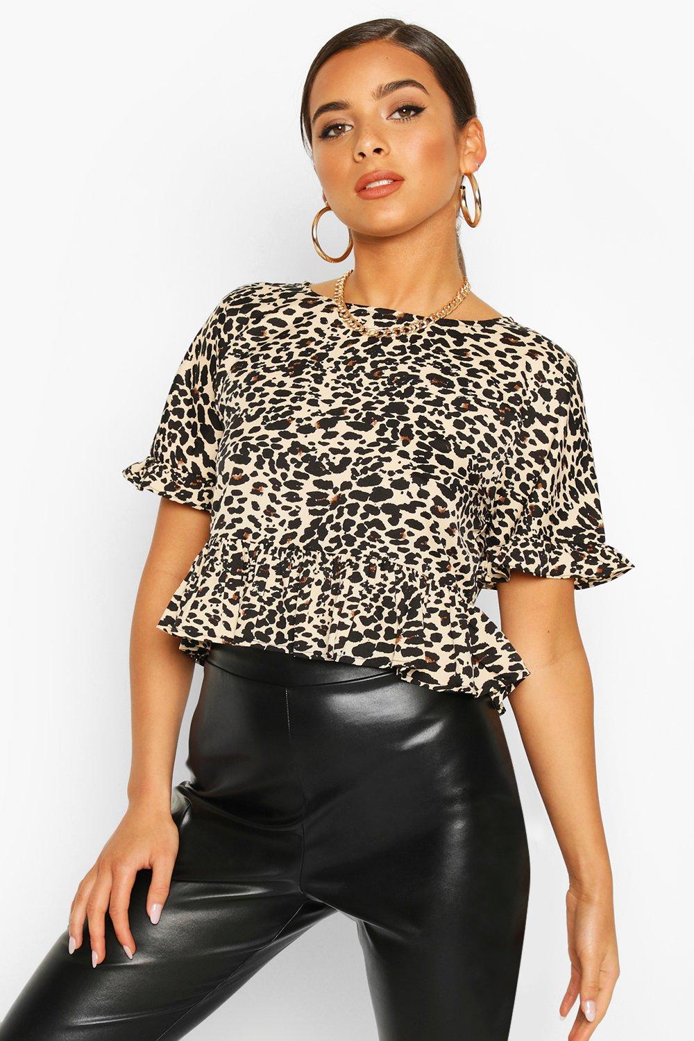 leopard print ruffle top