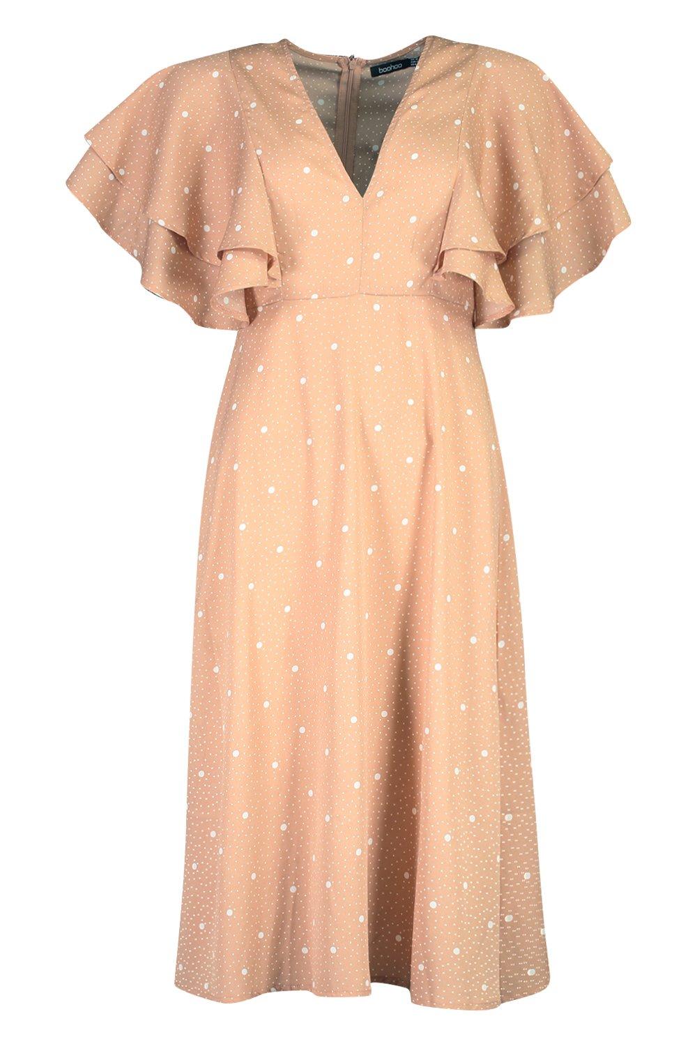 mocha polka dot dress