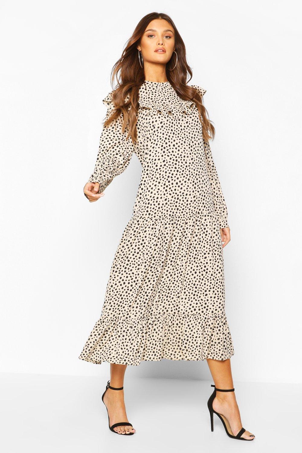 Polka dot best sale dress beige