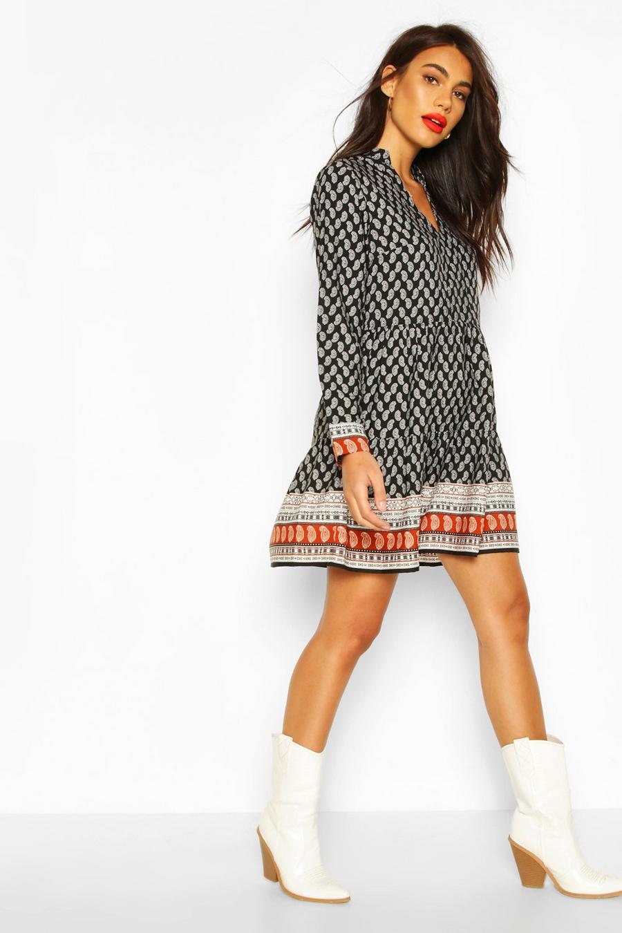 Paisley Woven Tiered Smock Dress image number 1