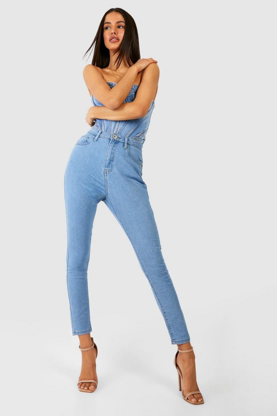 Jean taille haute coupe skinny, Bleu clair image number 1