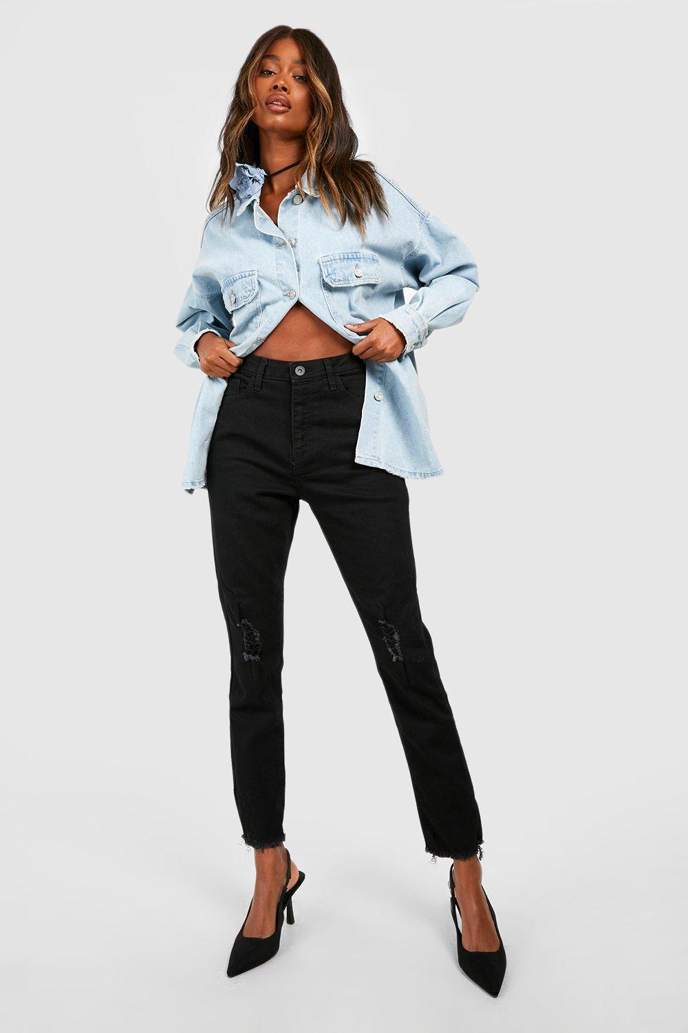 Black high waisted store ripped mom jeans