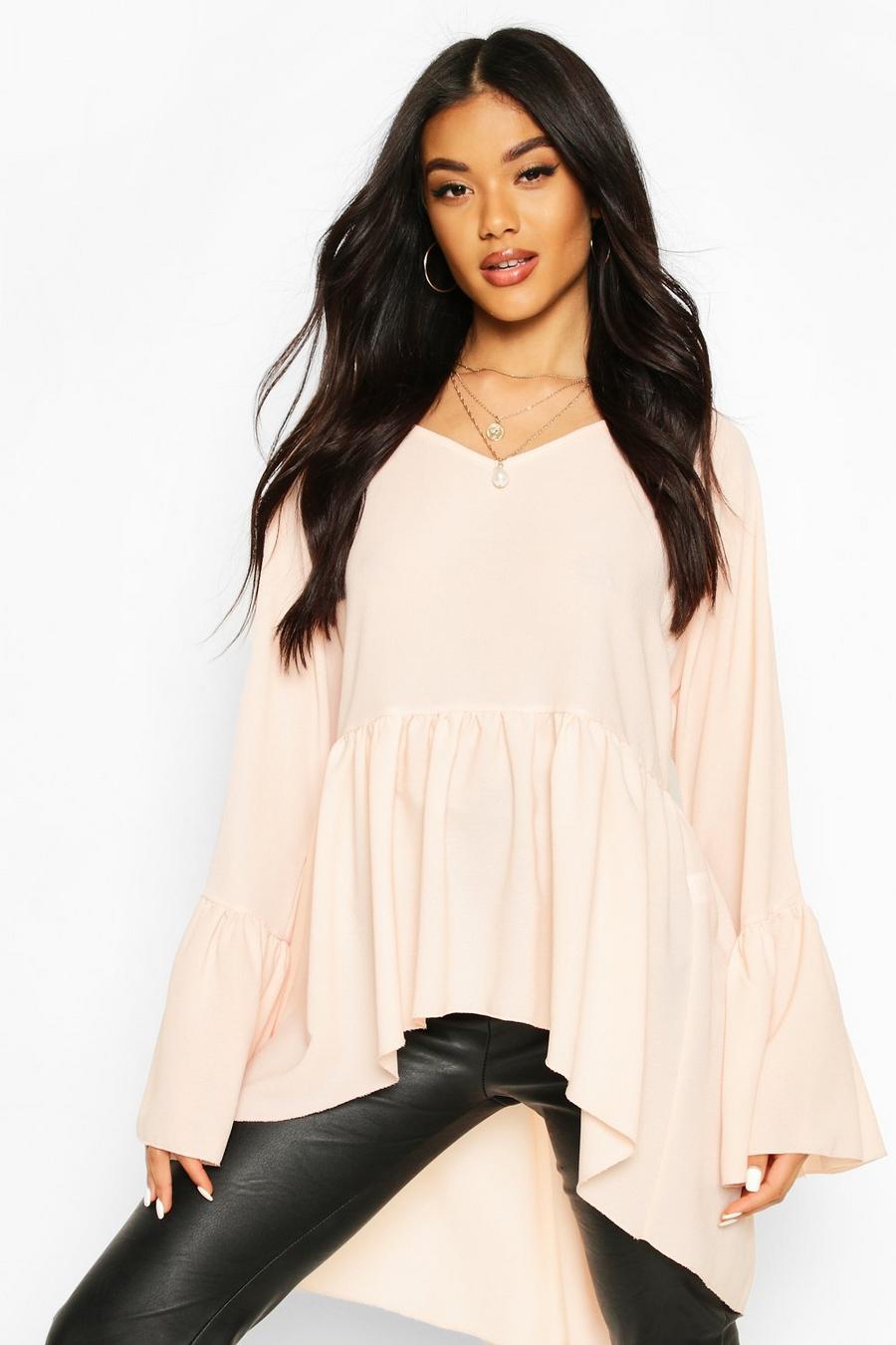 Blush Woven Flared Sleeve Smock Top image number 1
