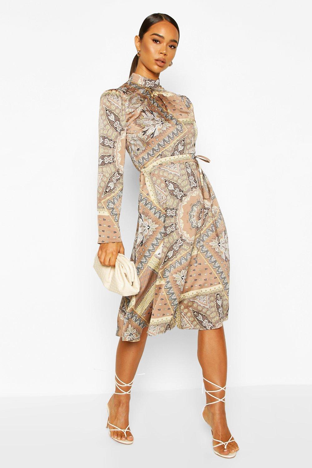 boohoo scarf print dress