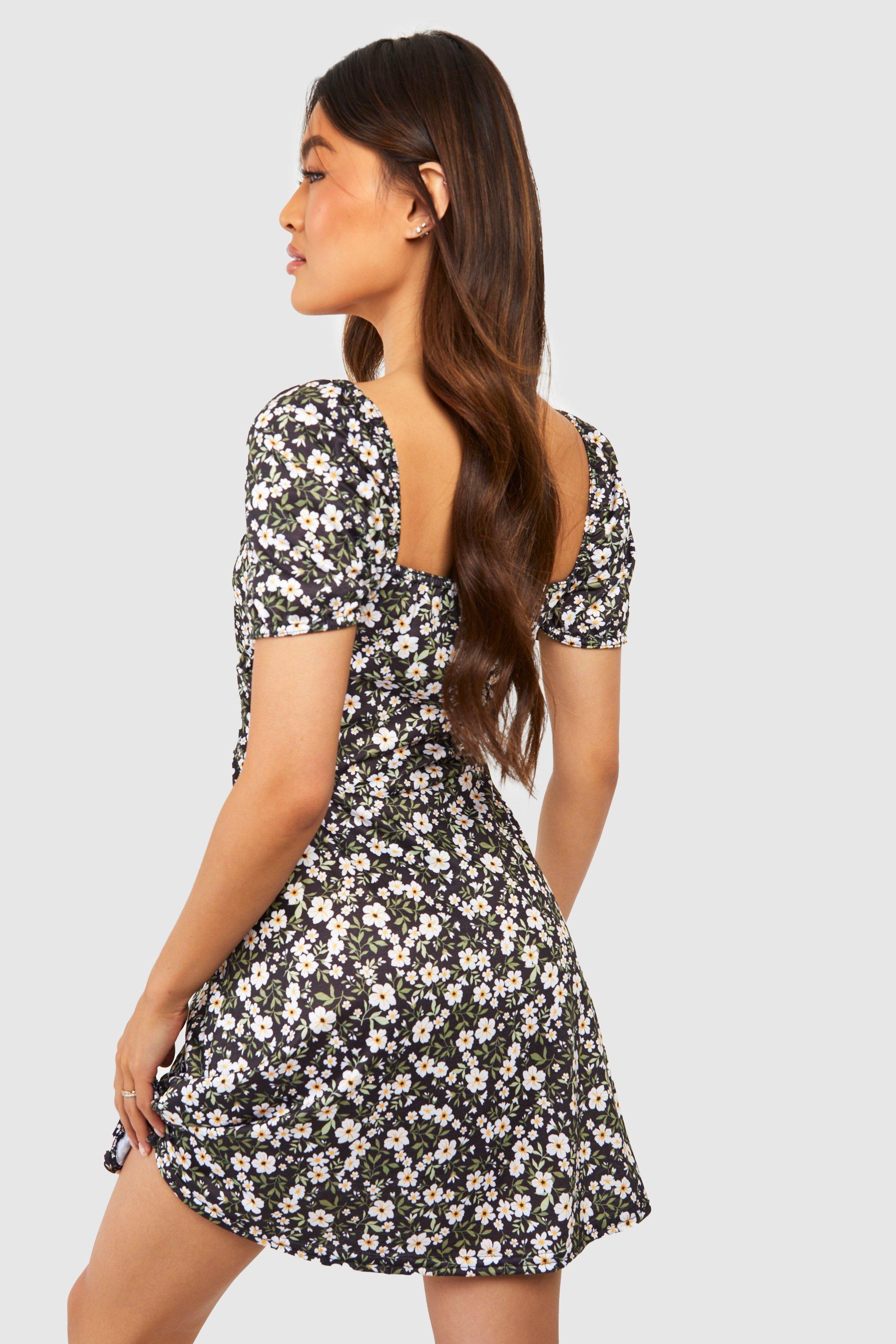 Floral Lace Up Skater Dress