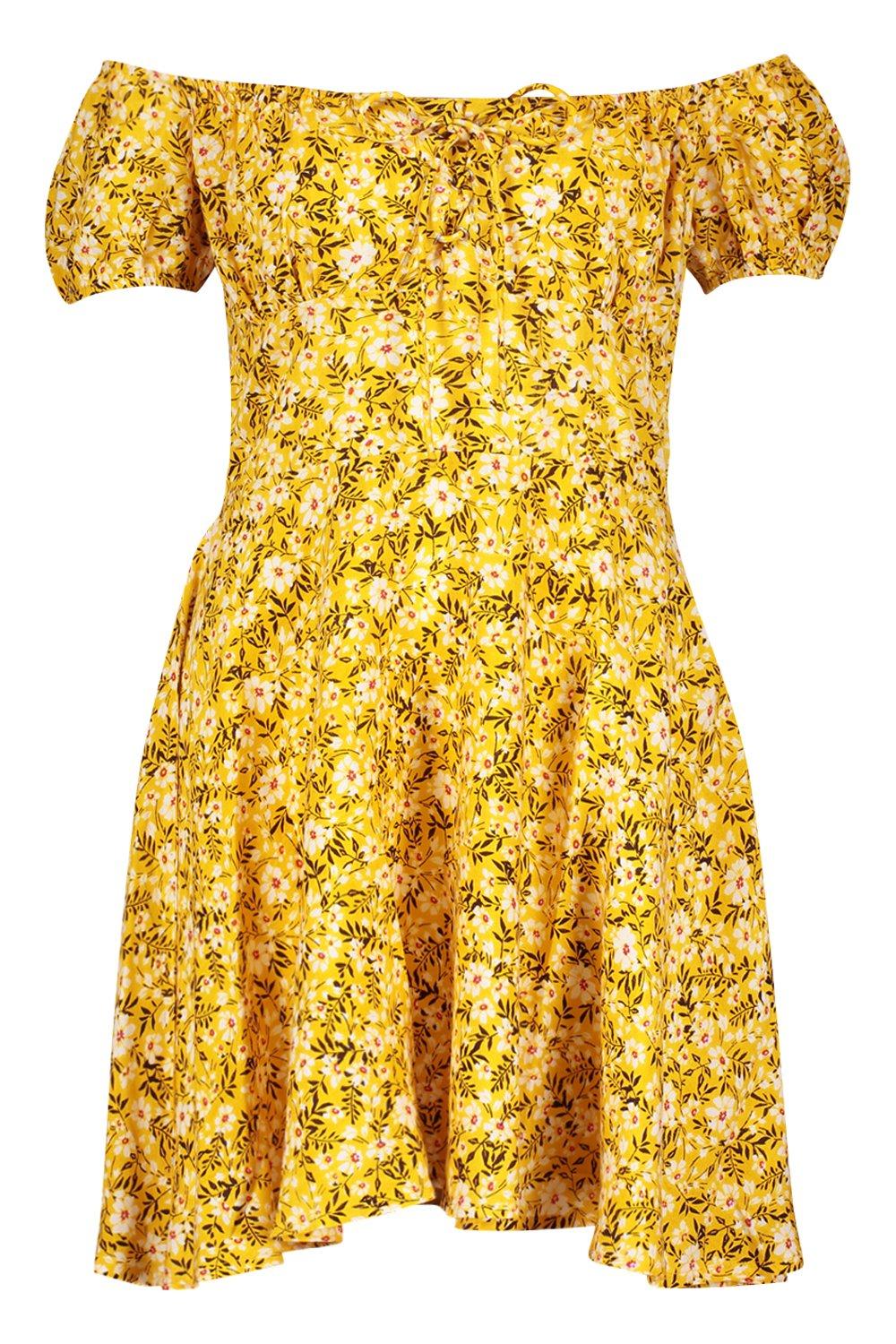 Boohoo yellow shop floral dress