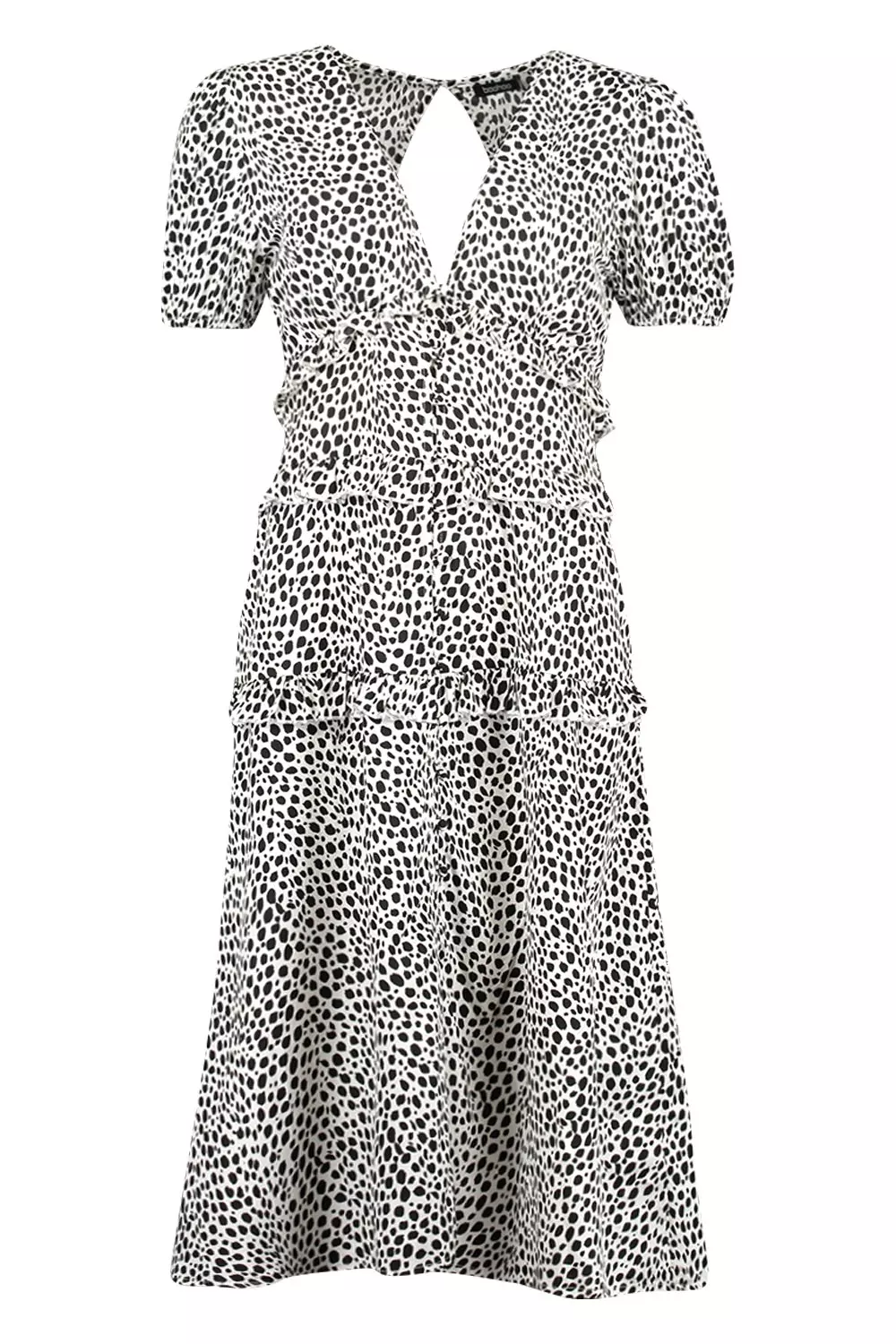 Dalmatian Print Ruffle Button Midaxi Dress alternative image