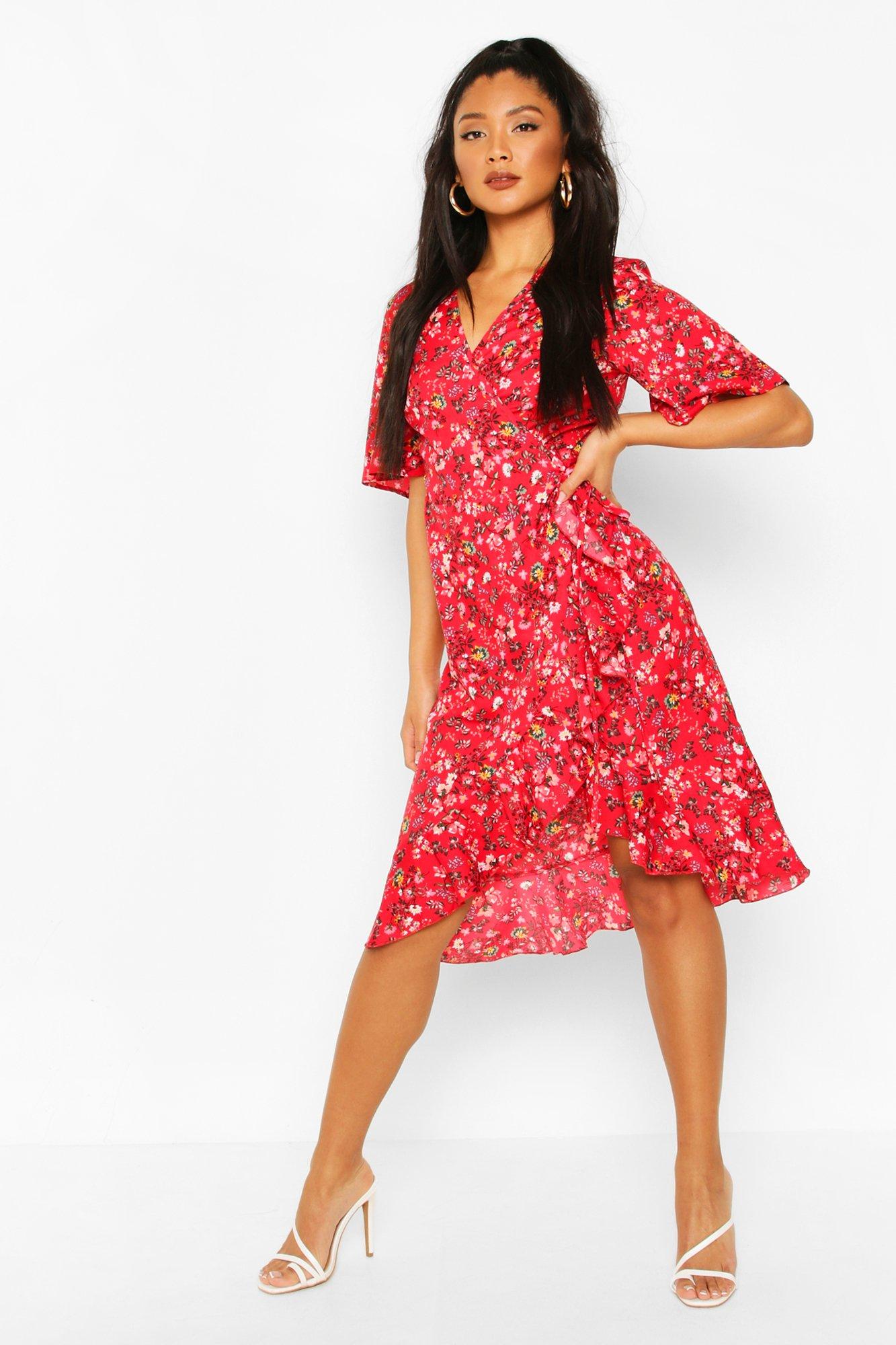 boohoo red floral dress