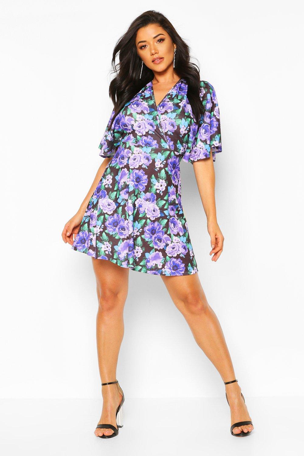 angel sleeve skater dress