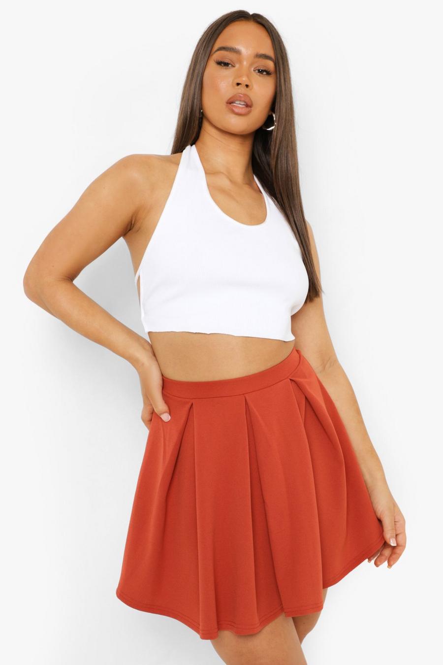 Terracotta Pastel Jersey Pleated Tennis Skirt image number 1