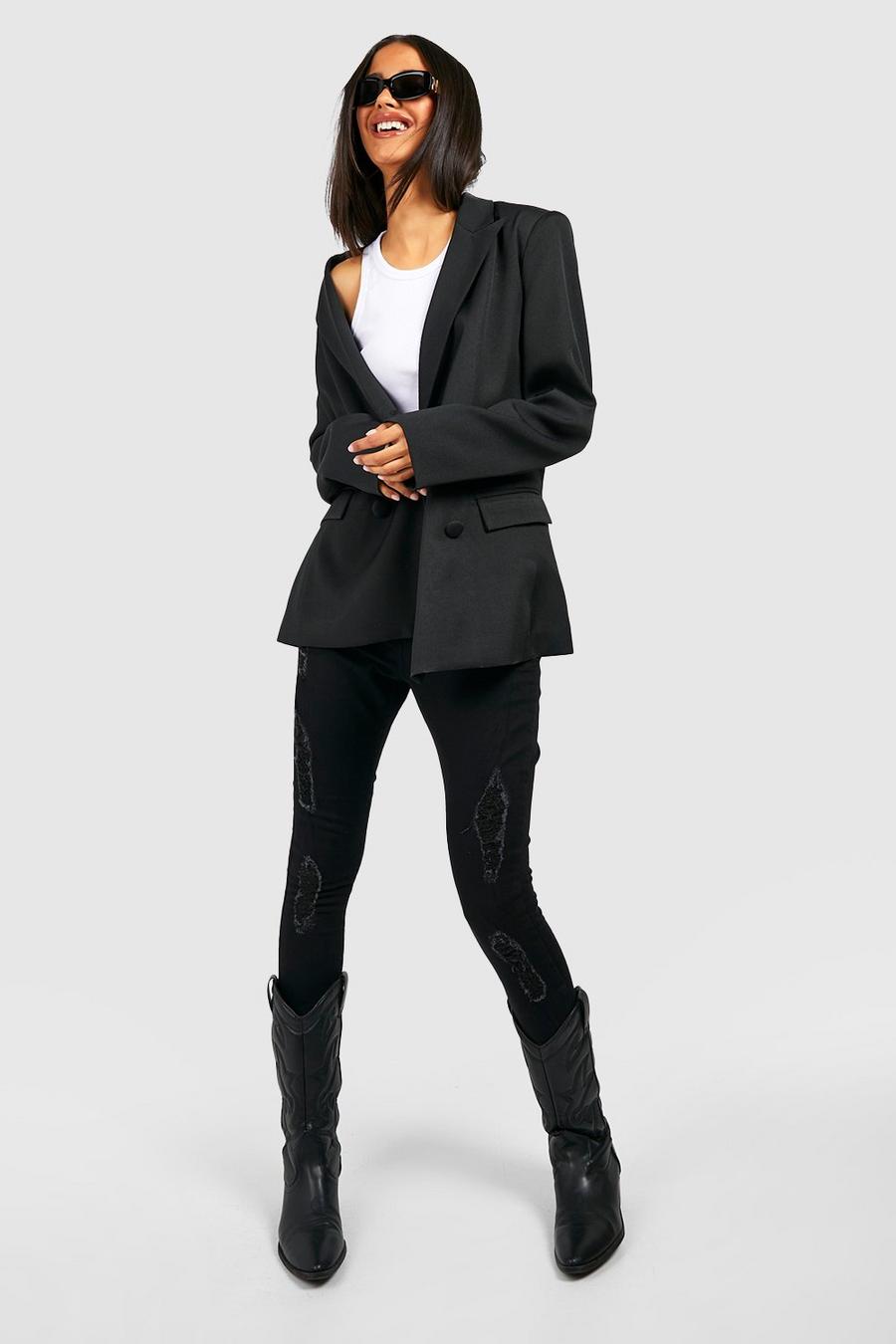 Jean skinny taille haute, Noir black image number 1