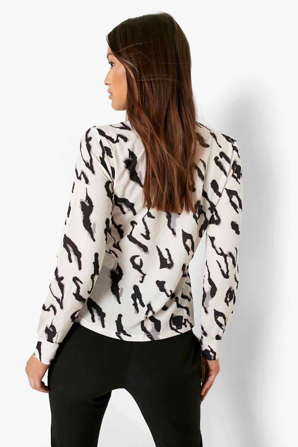 boohoo animal print blouse