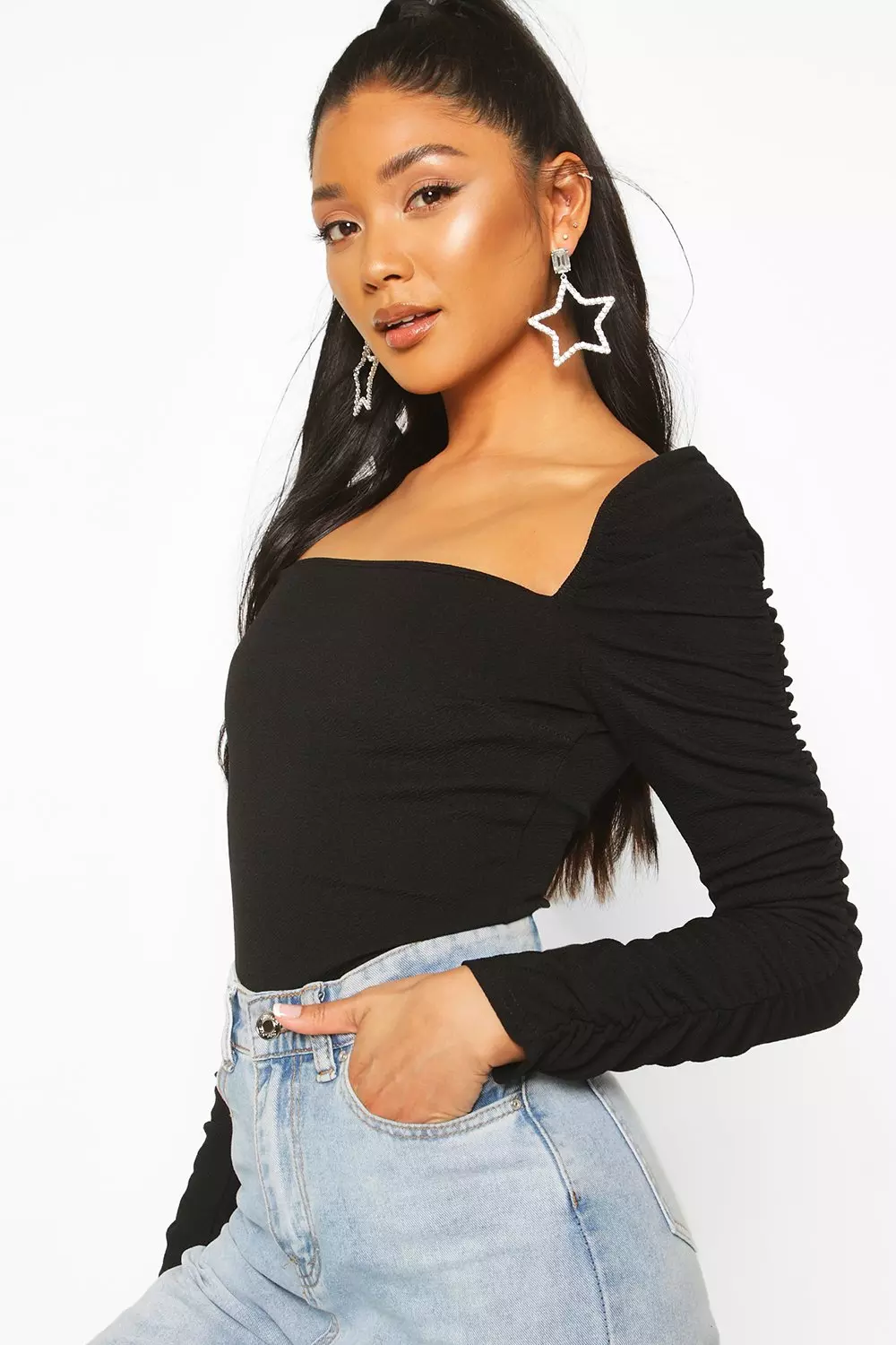 Ruched cheap sleeve top