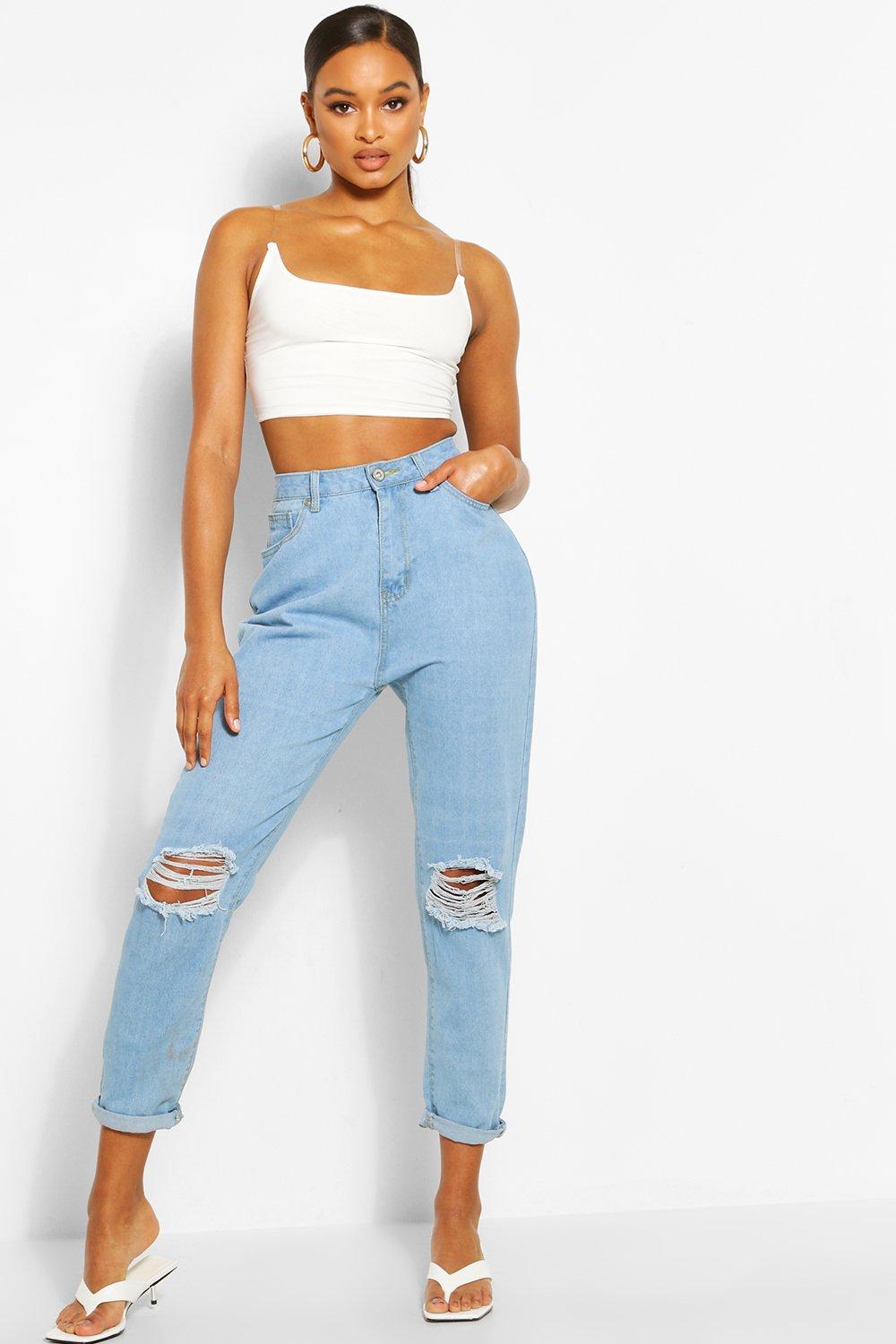 Mid Rise Distressed Boyfriend Jean Boohoo Israel