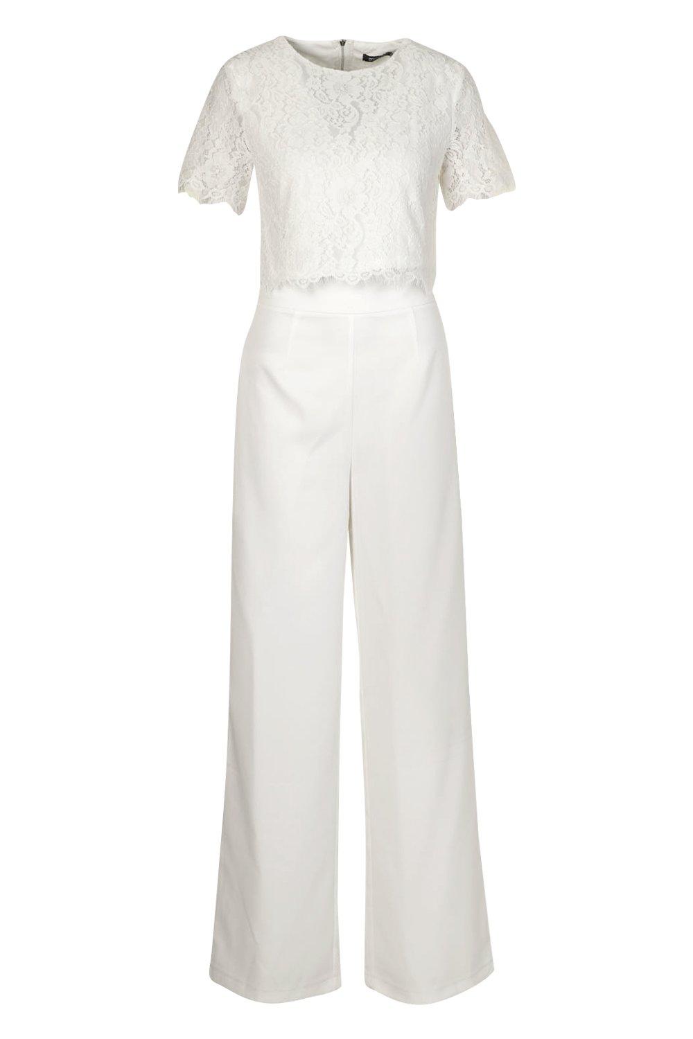 Women's Woven Lace Top & Wide Leg Trousers