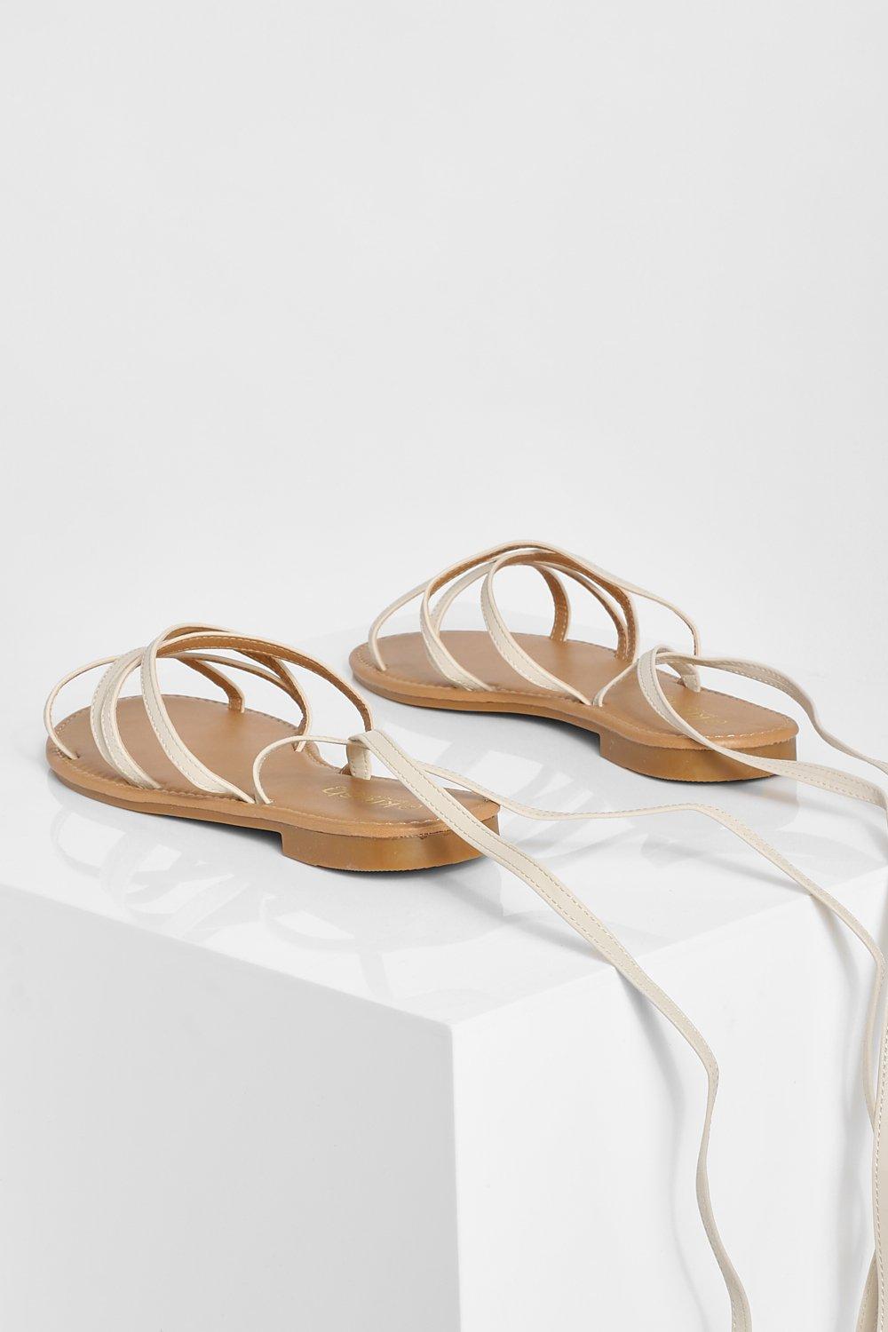 Nude strappy flat store sandals