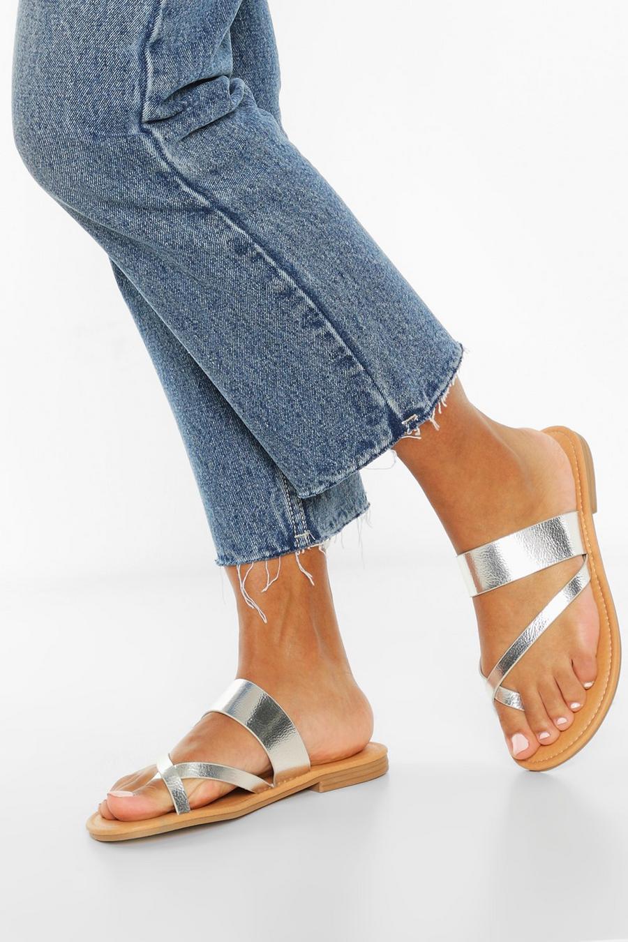 Silver Toe Post Sandals image number 1