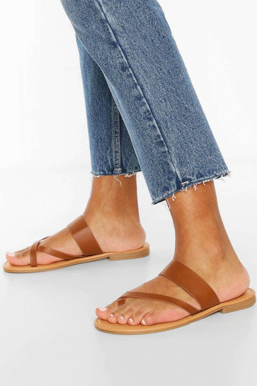 Tan brown Toe Post Sandals image number 1