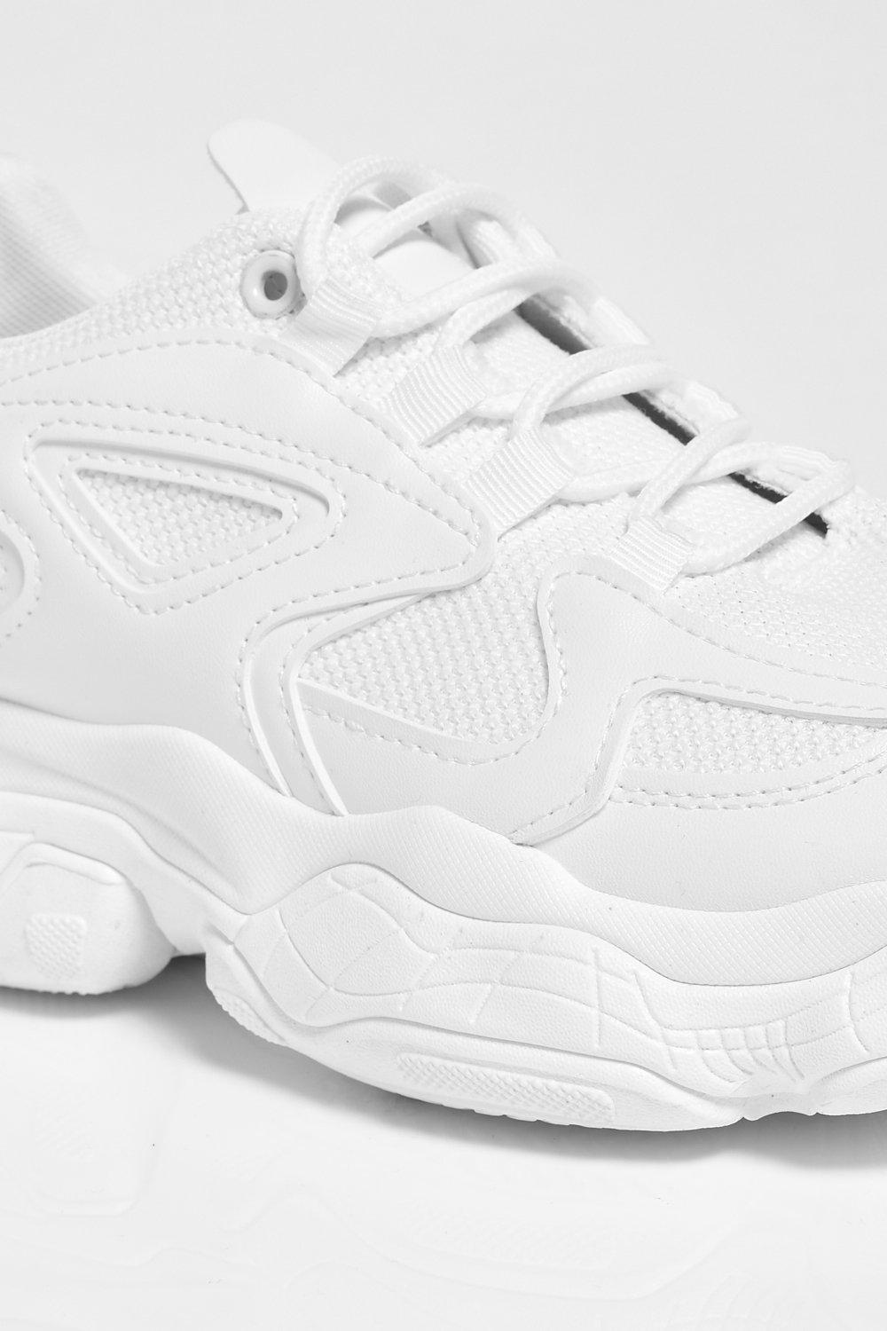 White sneakers thick on sale sole