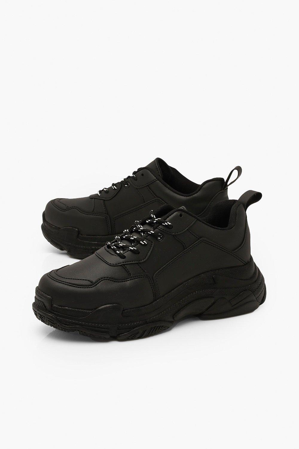 platform sneakers all black