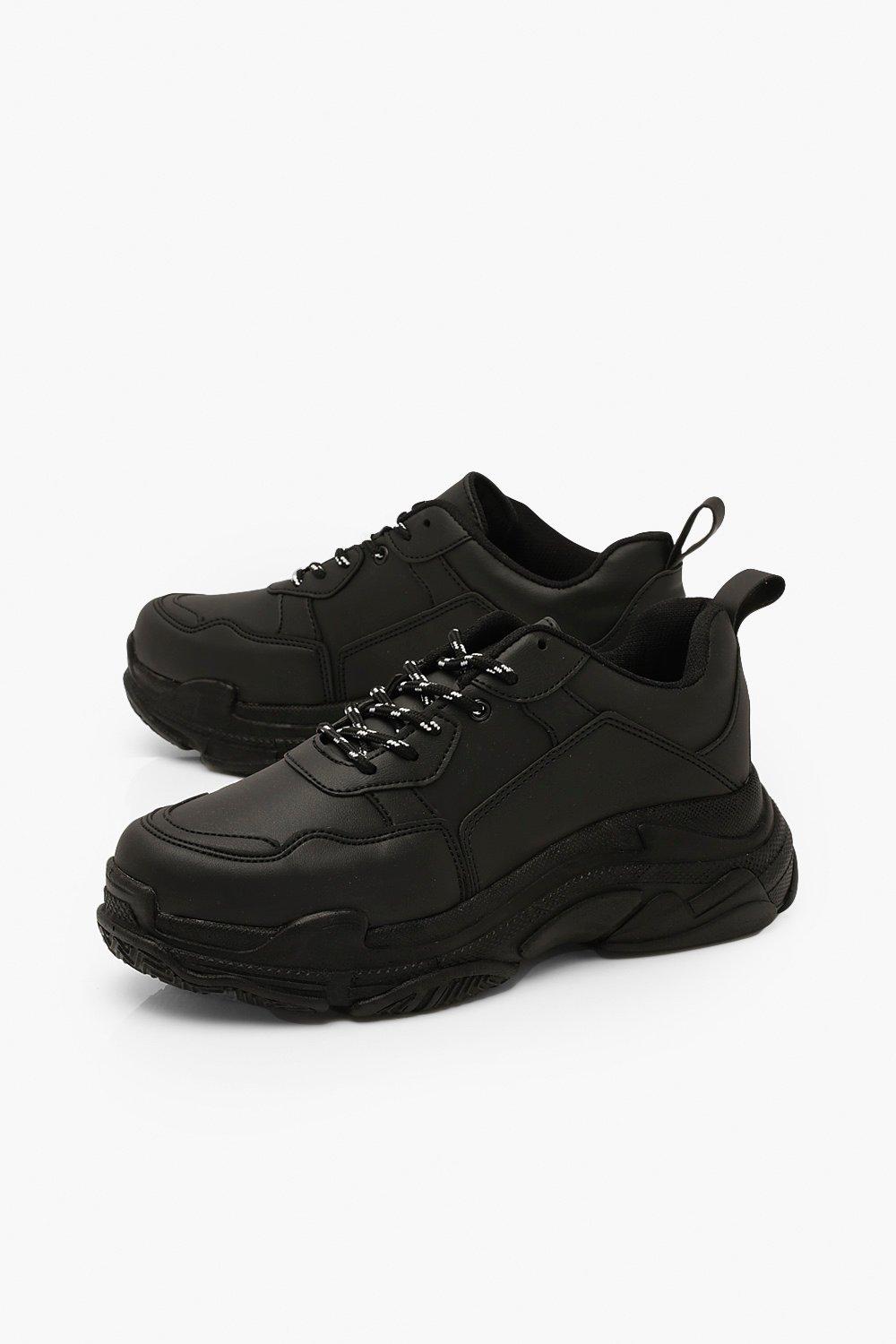 chunky platform trainers black