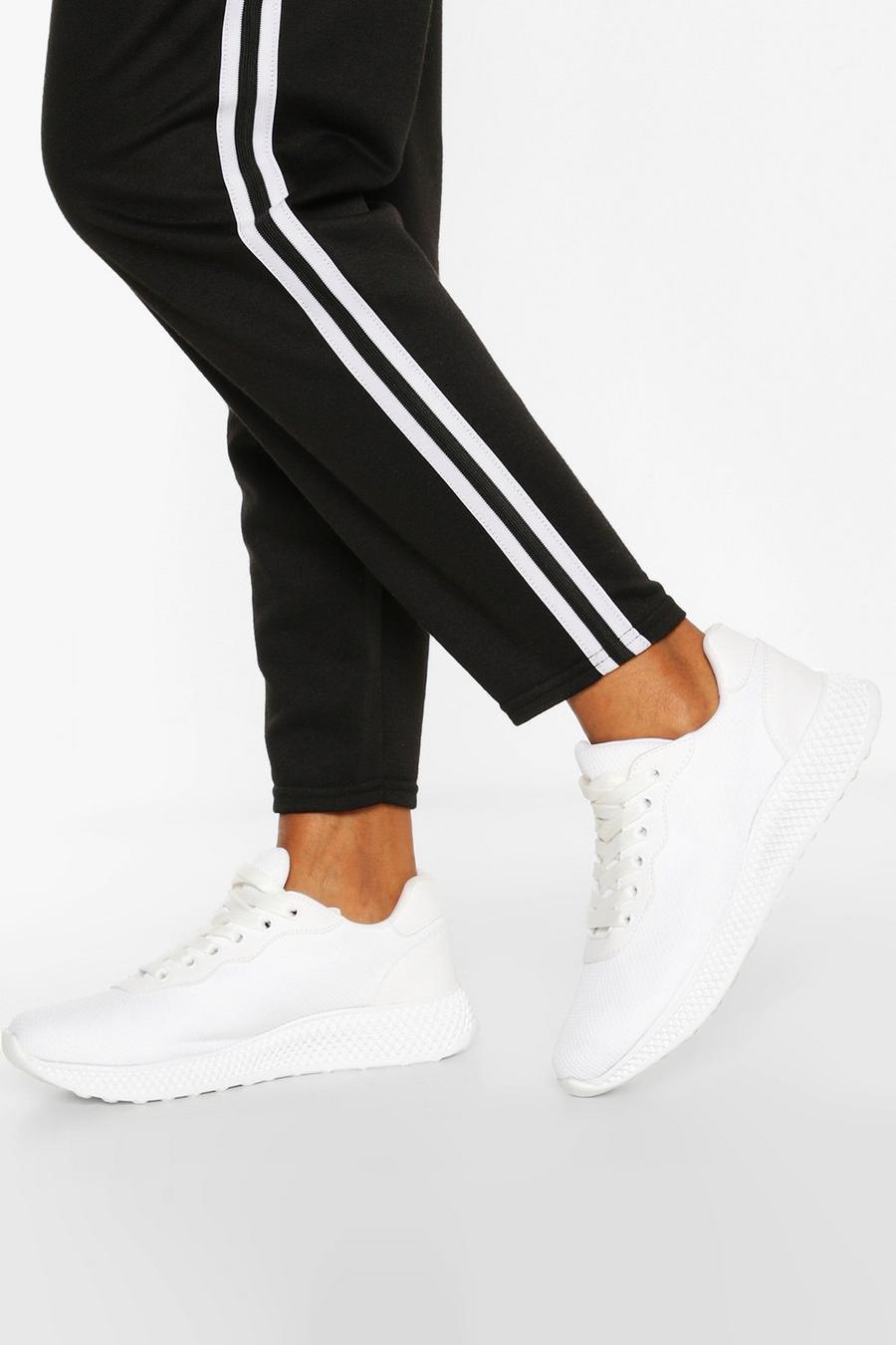 White Basic Running Sneakers image number 1
