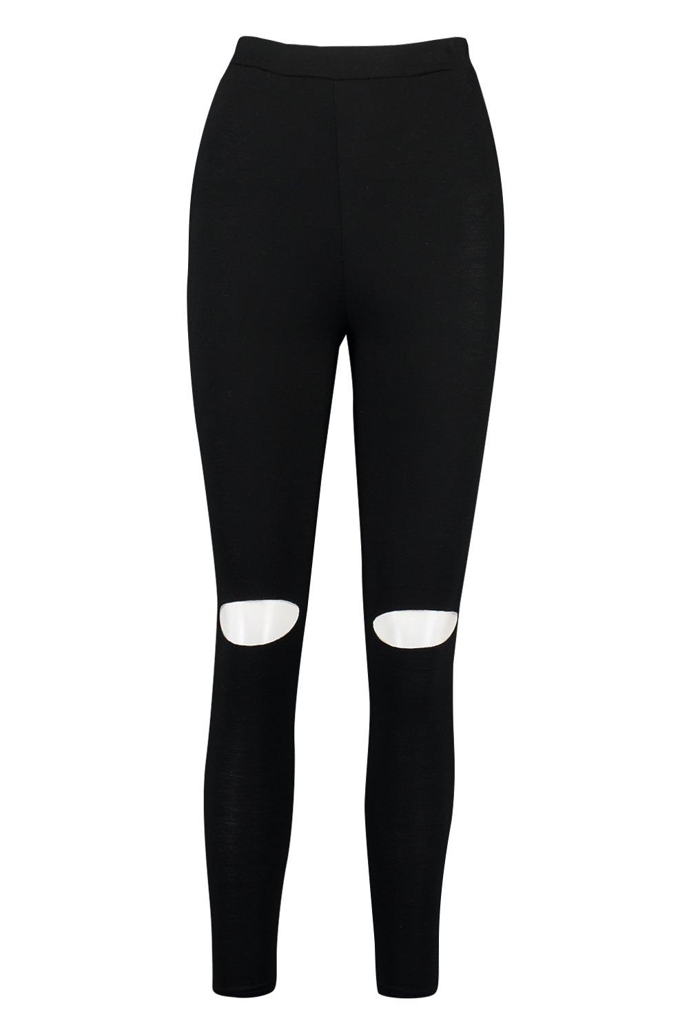 Ripped Knee Basic Jersey Leggings