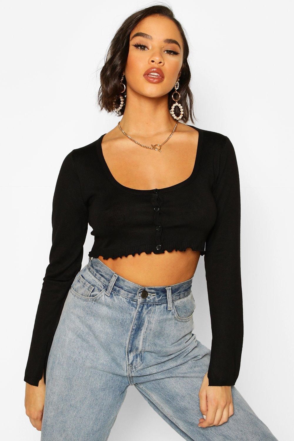 ruffle cropped cardigan