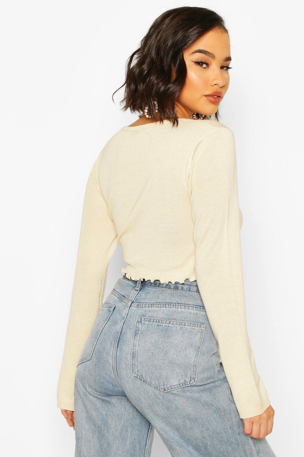ruffle cropped cardigan