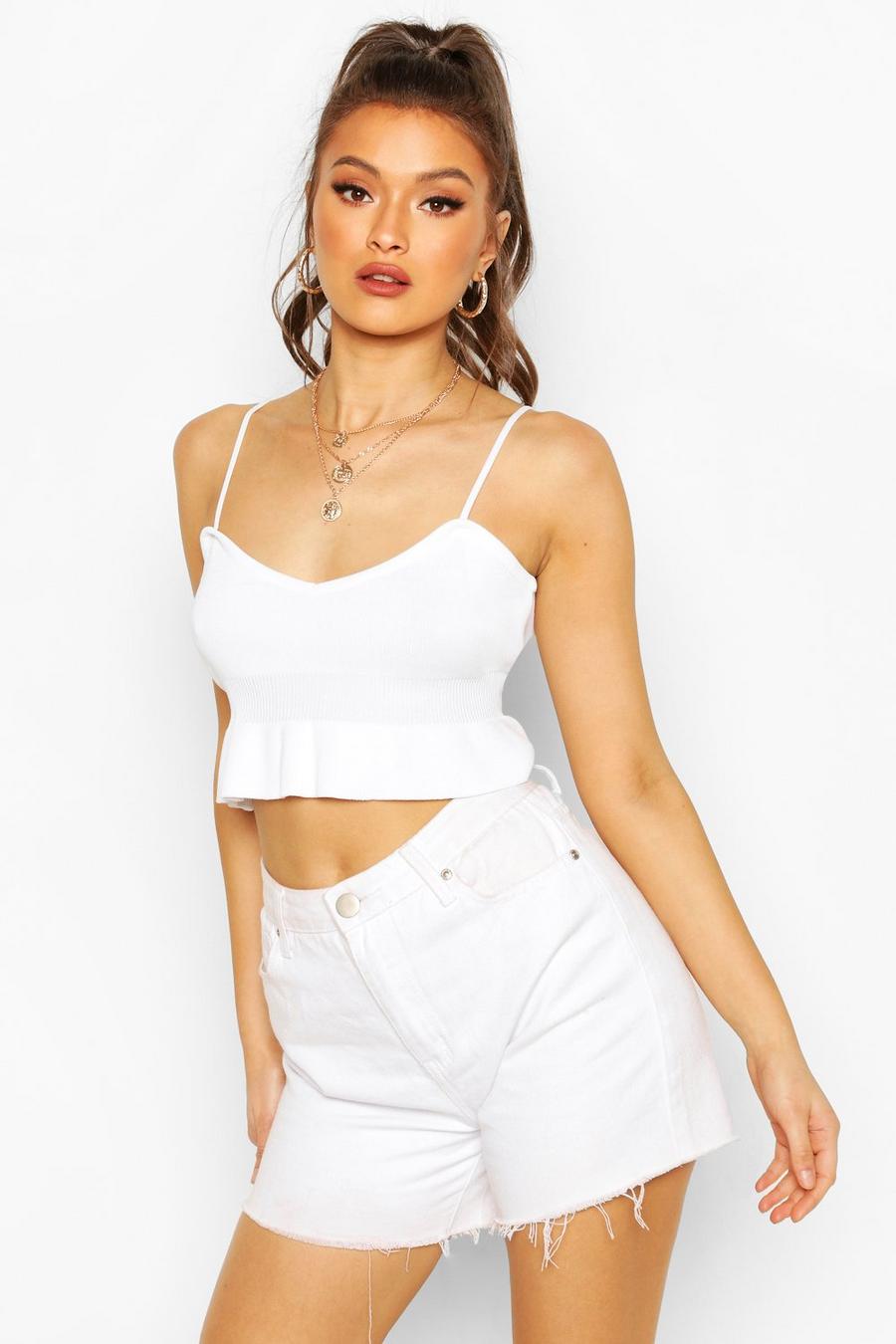 Knitted Ruffle Crop Top image number 1