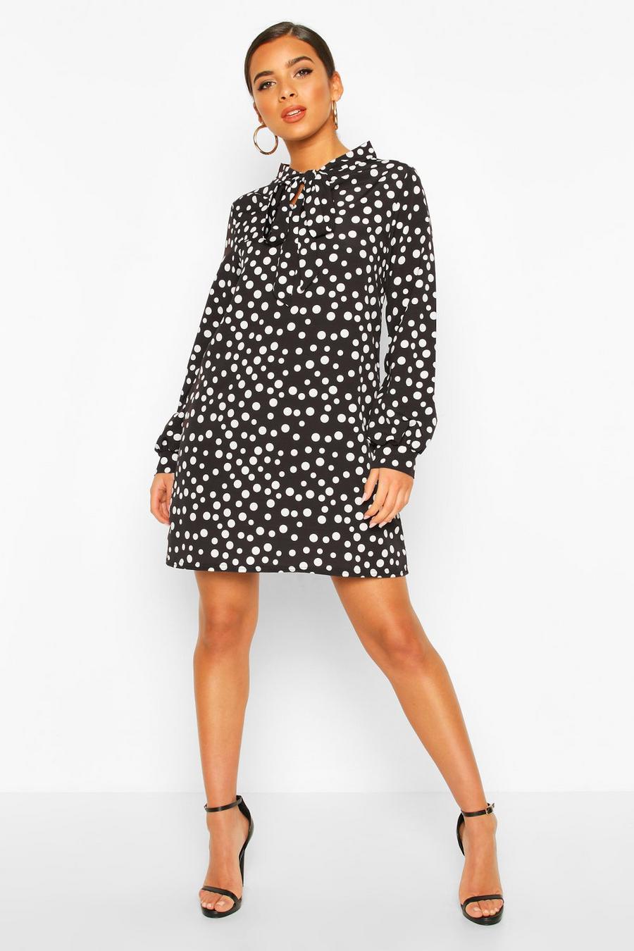 Polka Dot Pussybow Smock Dress image number 1