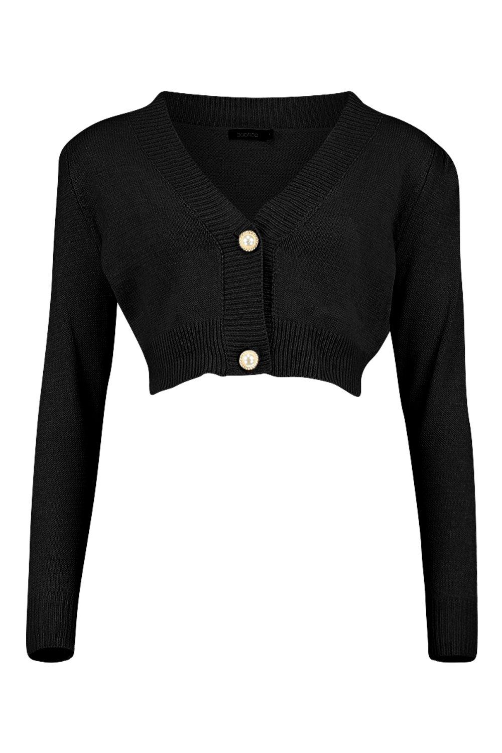 Black puff sleeve cardigan shop