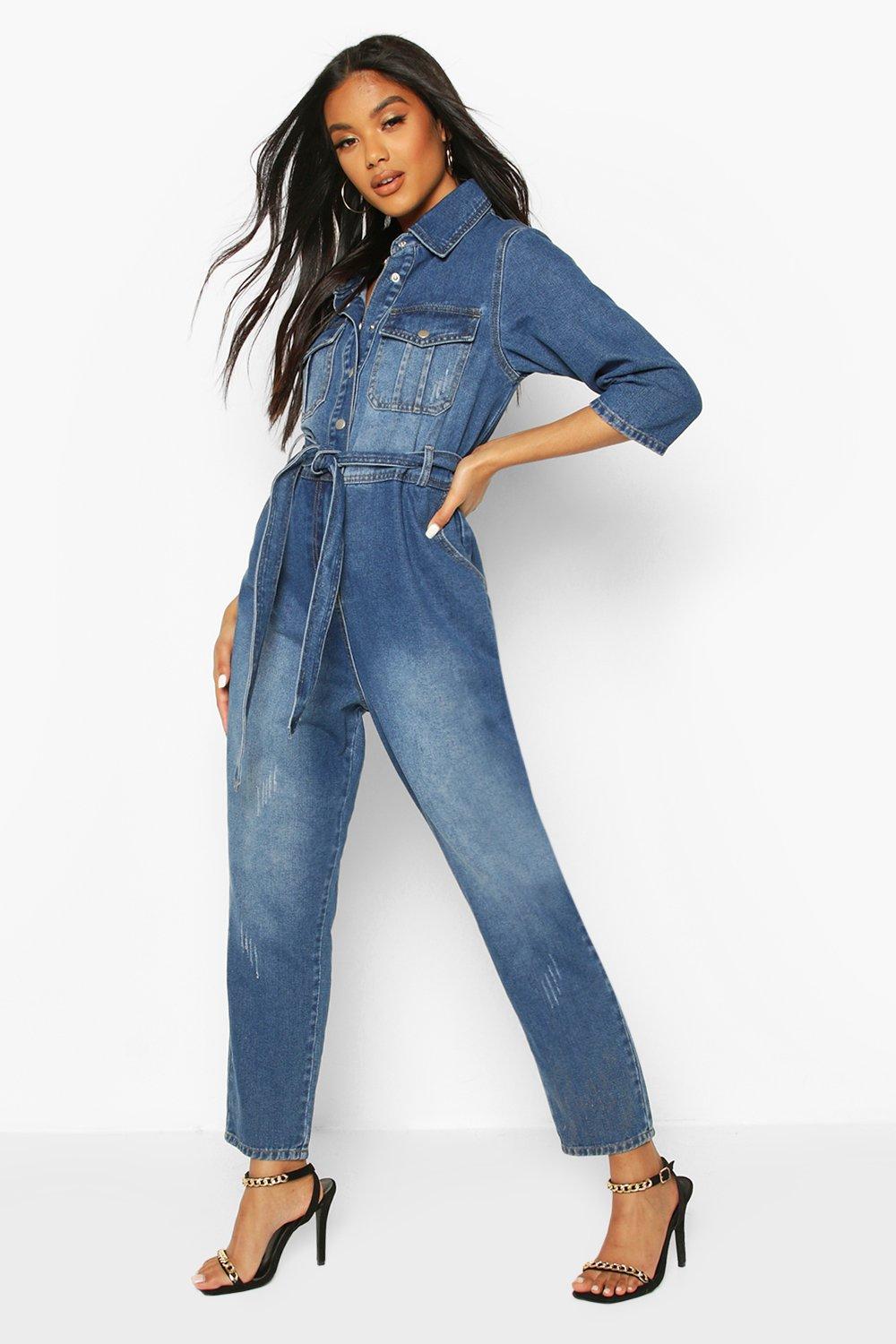 boohoo denim boiler suit