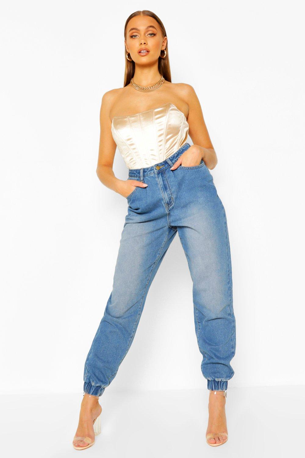 female denim joggers