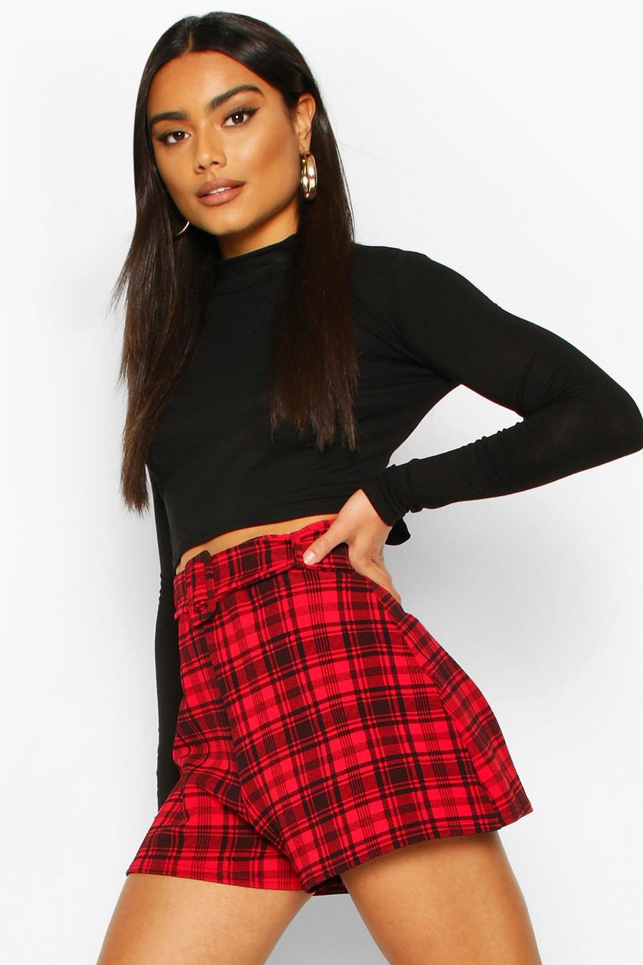 Belted Plaid Check Shorts image number 1